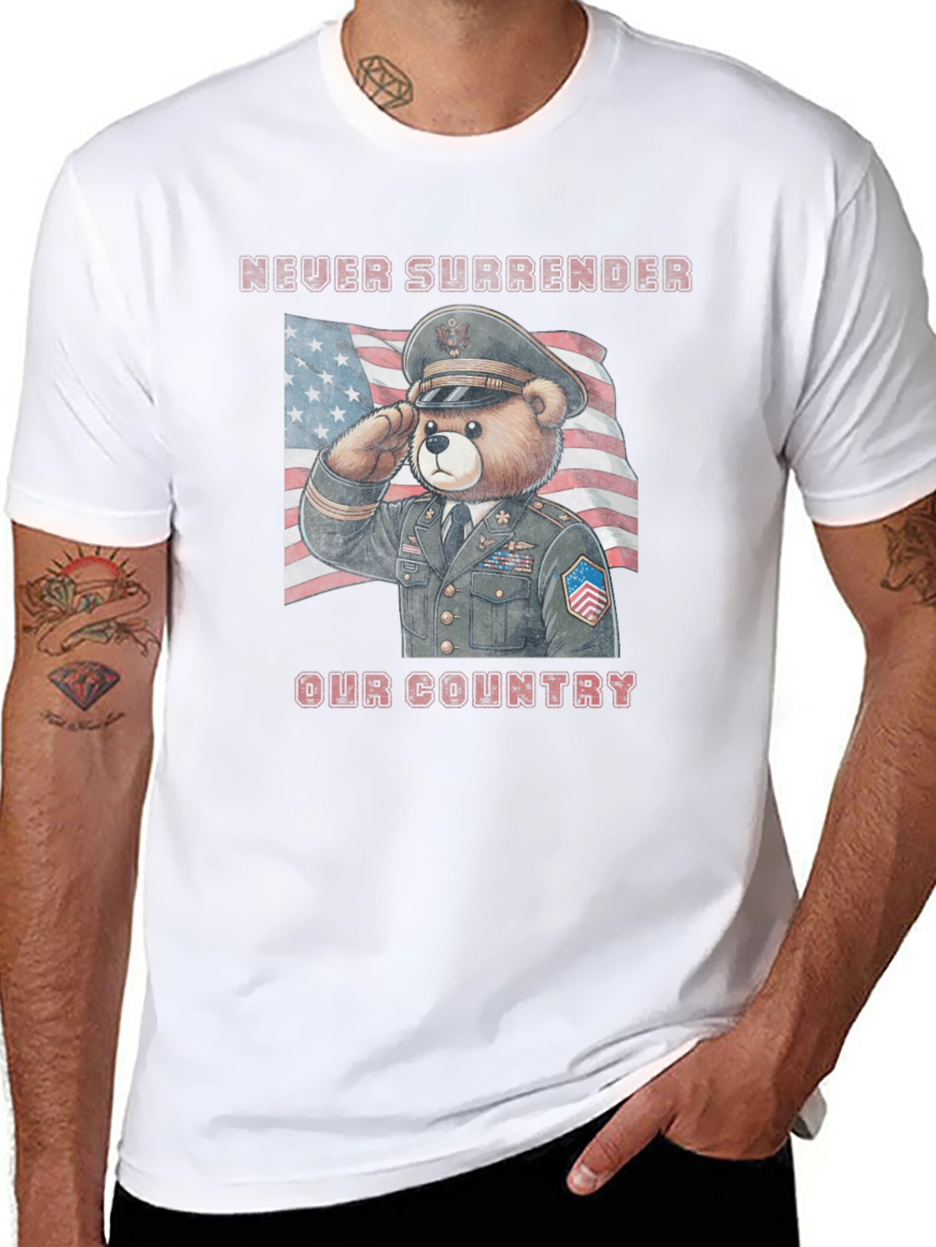 Patriotic Bear T-Shirt - Never Surrender