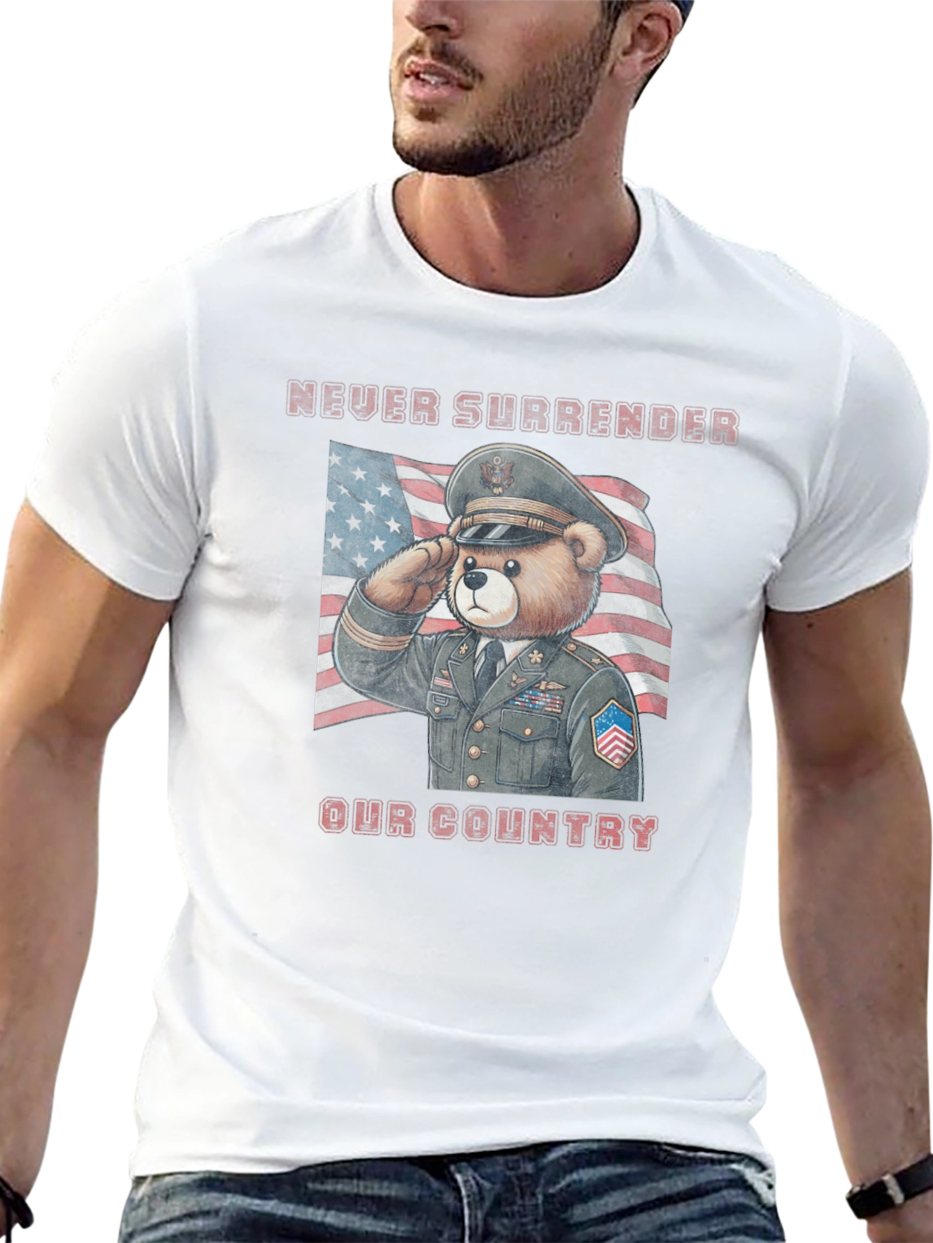 Patriotic Bear T-Shirt - Never Surrender