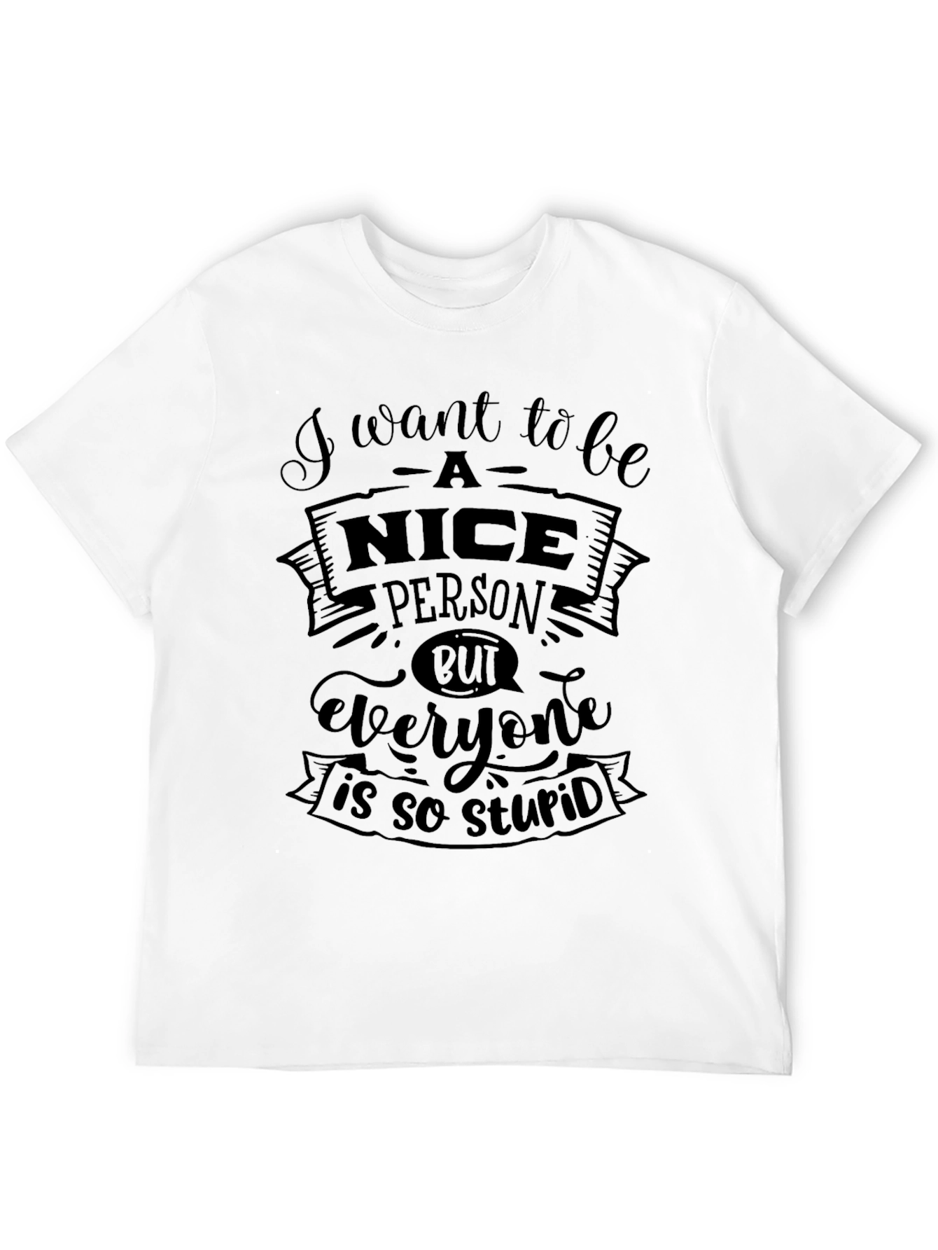 Funny Sarcastic Black T-Shirt - Nice Person Stupid Quote