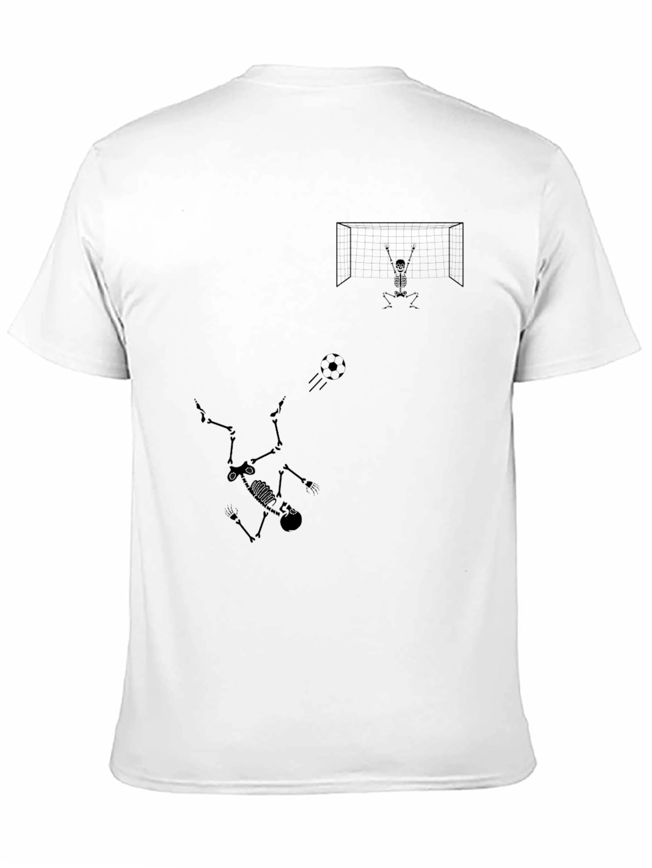 Skeleton Soccer Graphic Tee - Black Cotton Shirt