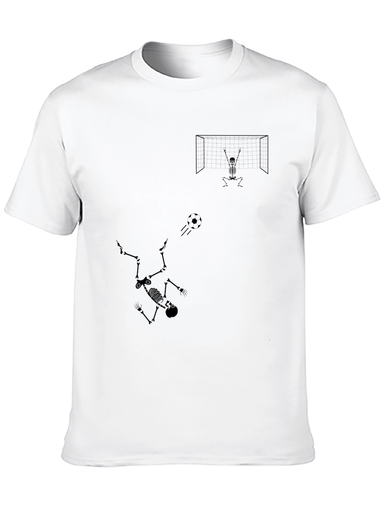 Skeleton Soccer Graphic Tee - Black Cotton Shirt