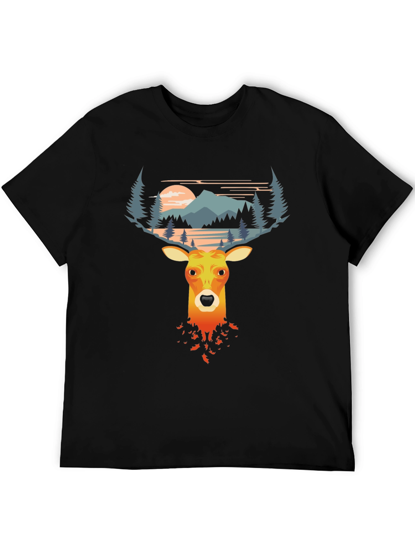 Deer Graphic Tee - Nature Scene Antlers T-Shirt