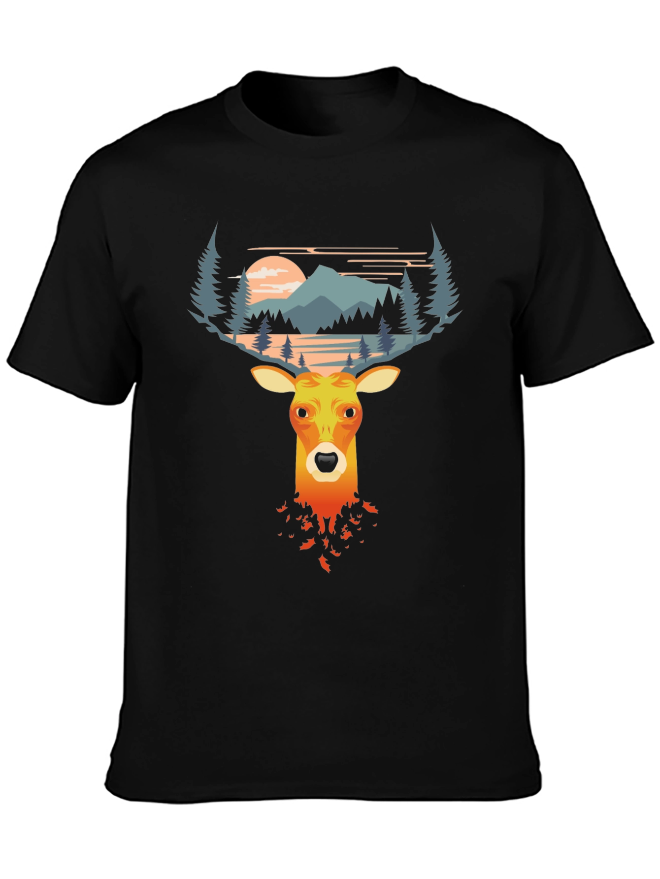 Deer Graphic Tee - Nature Scene Antlers T-Shirt