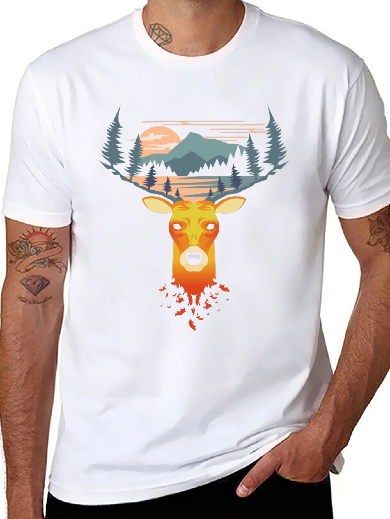 Deer Graphic Tee - Nature Scene Antlers T-Shirt