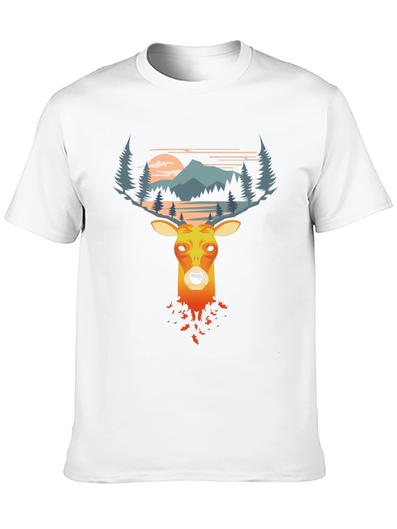Deer Graphic Tee - Nature Scene Antlers T-Shirt