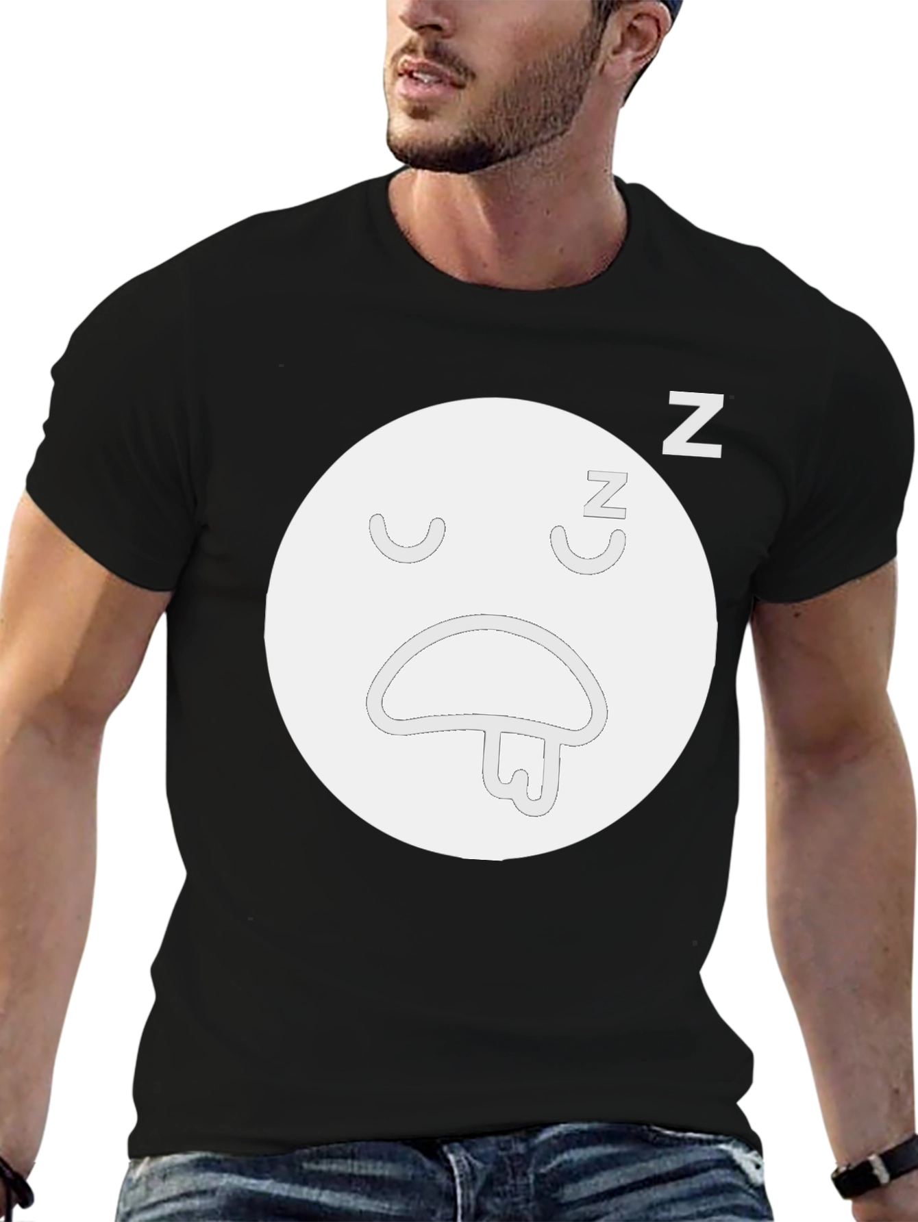 Sleepy Face Black T-Shirt