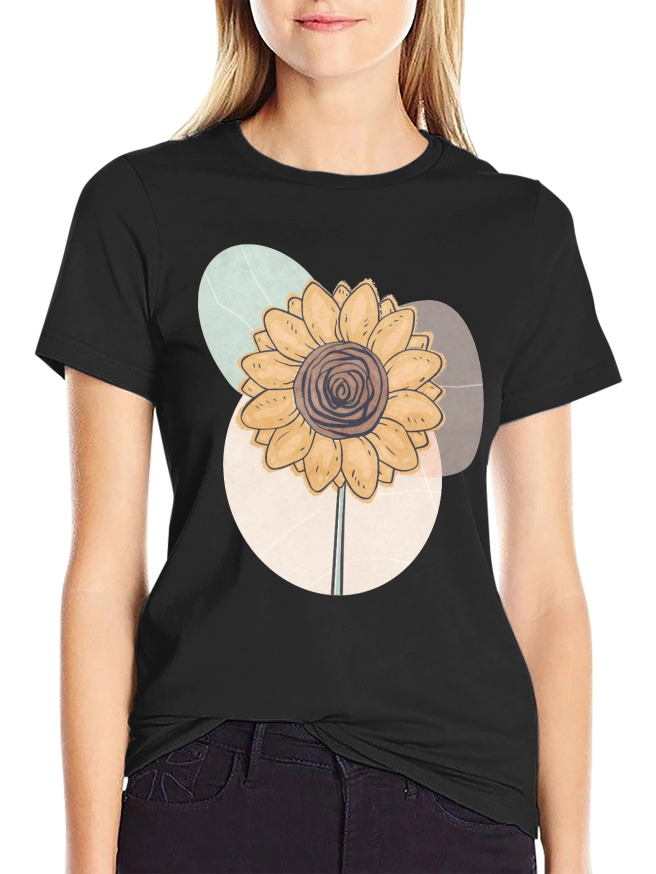 Abstract Sunflower Graphic Tee