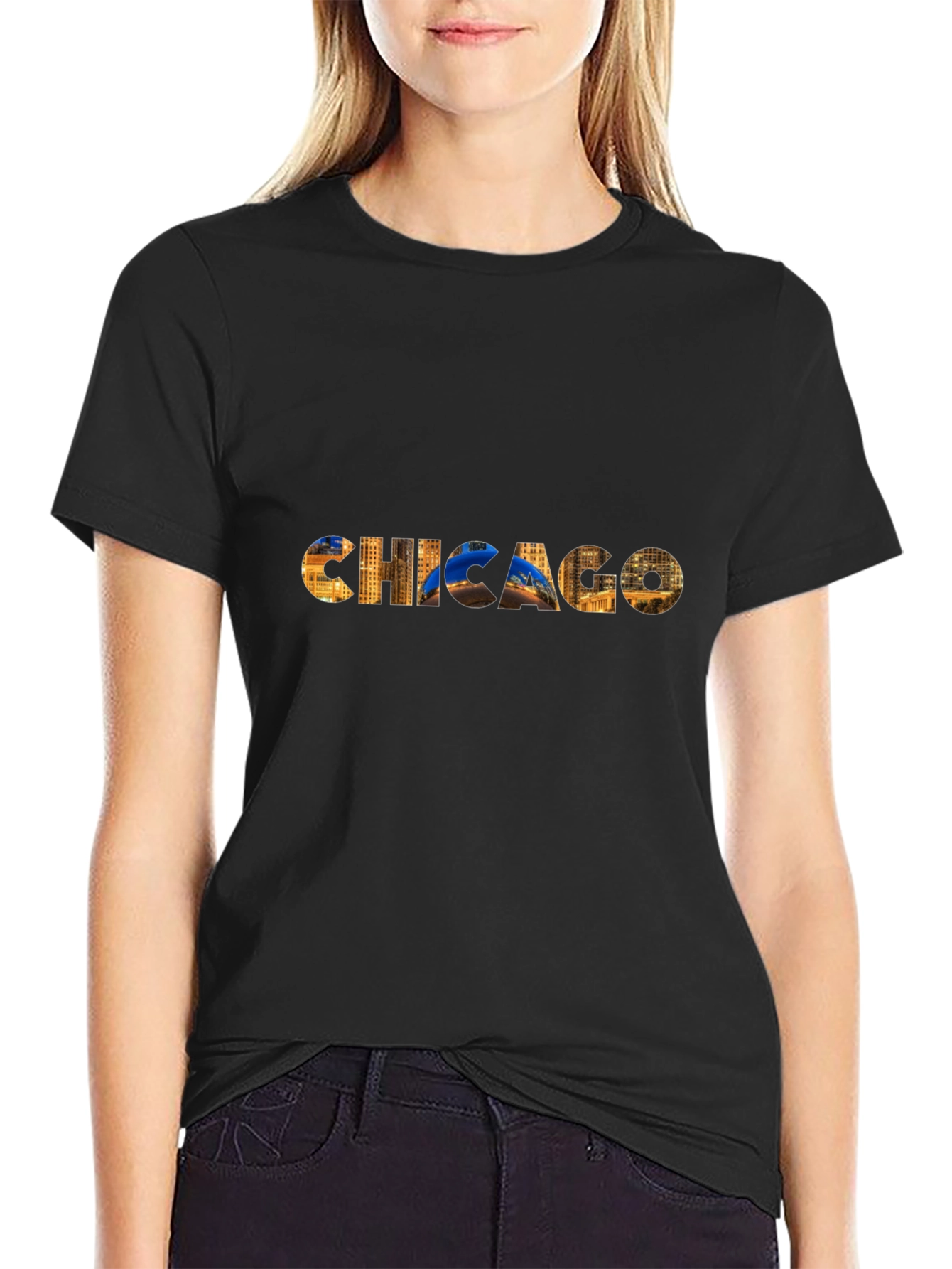 Chicago Skyline Graphic Black T-Shirt