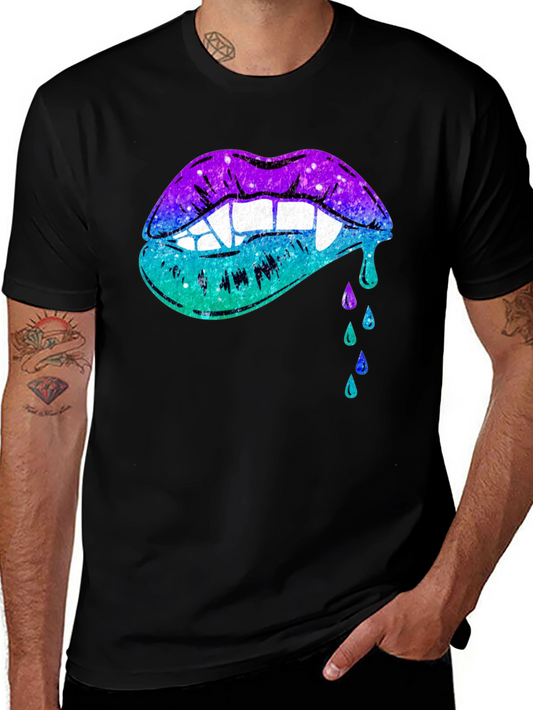 Galaxy Vampire Lips Black T-Shirt