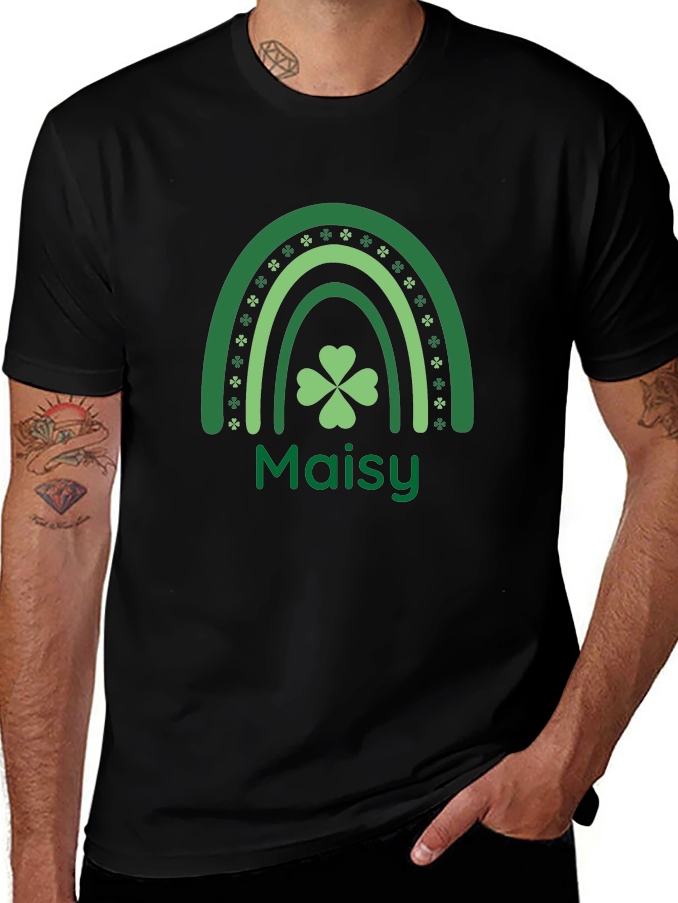Maisys St. Patricks Day Rainbow Clover Tee