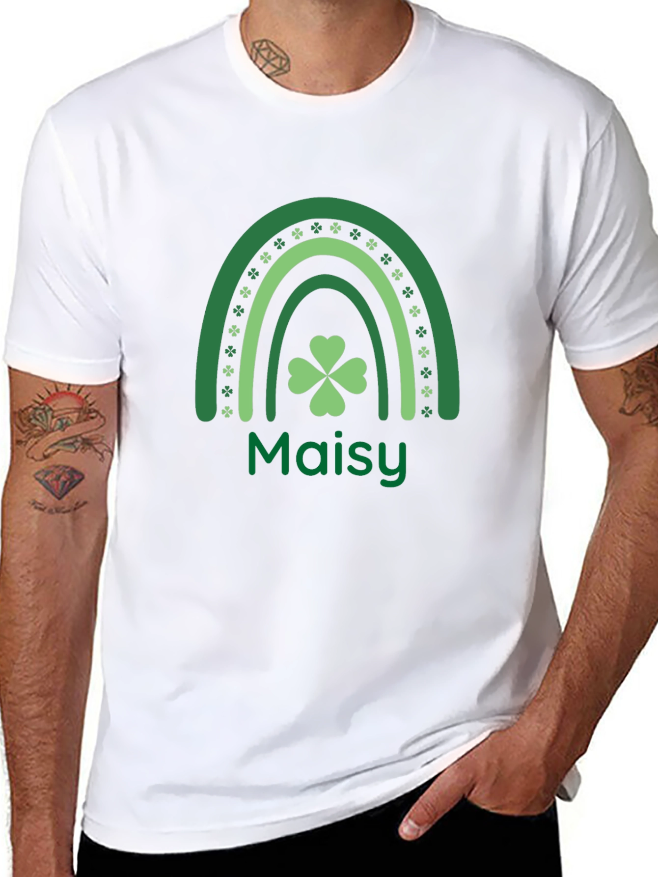 Maisys St. Patricks Day Rainbow Clover Tee