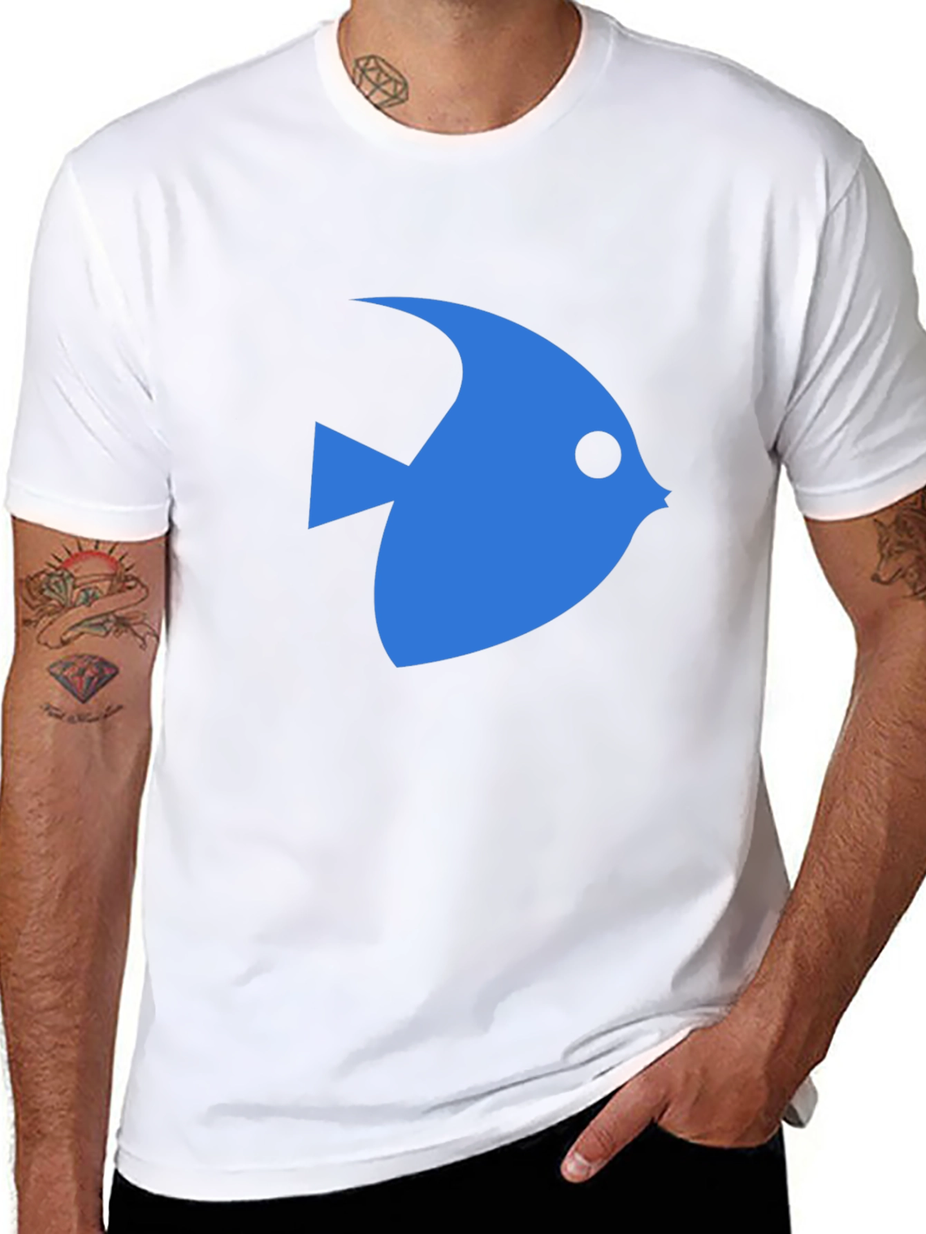 Blue Fish Graphic Black T-Shirt