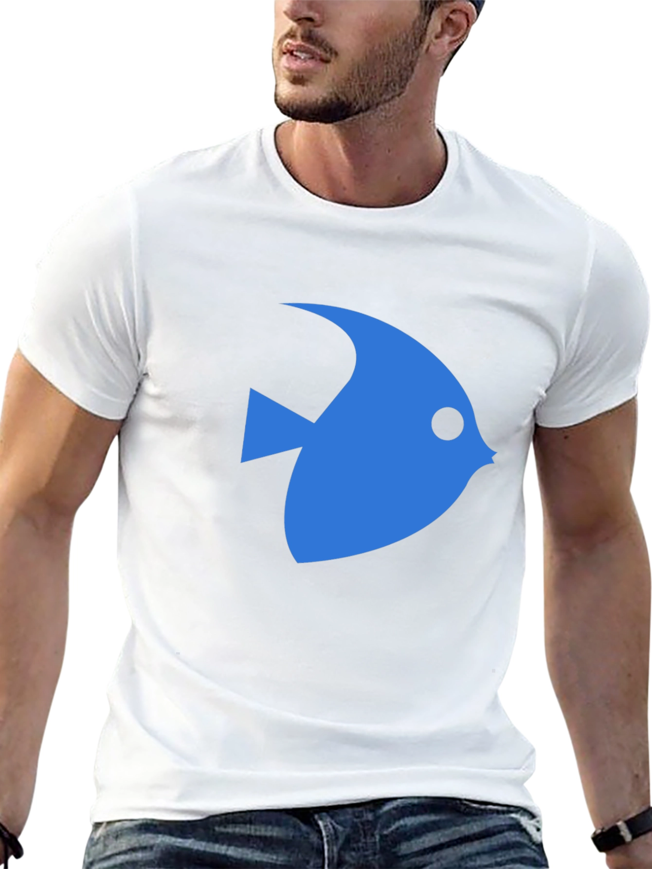 Blue Fish Graphic Black T-Shirt