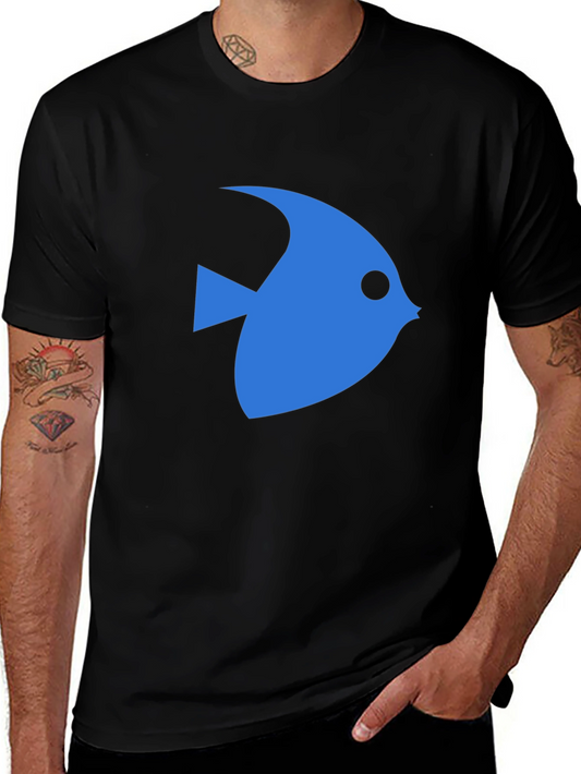 Blue Fish Graphic Black T-Shirt