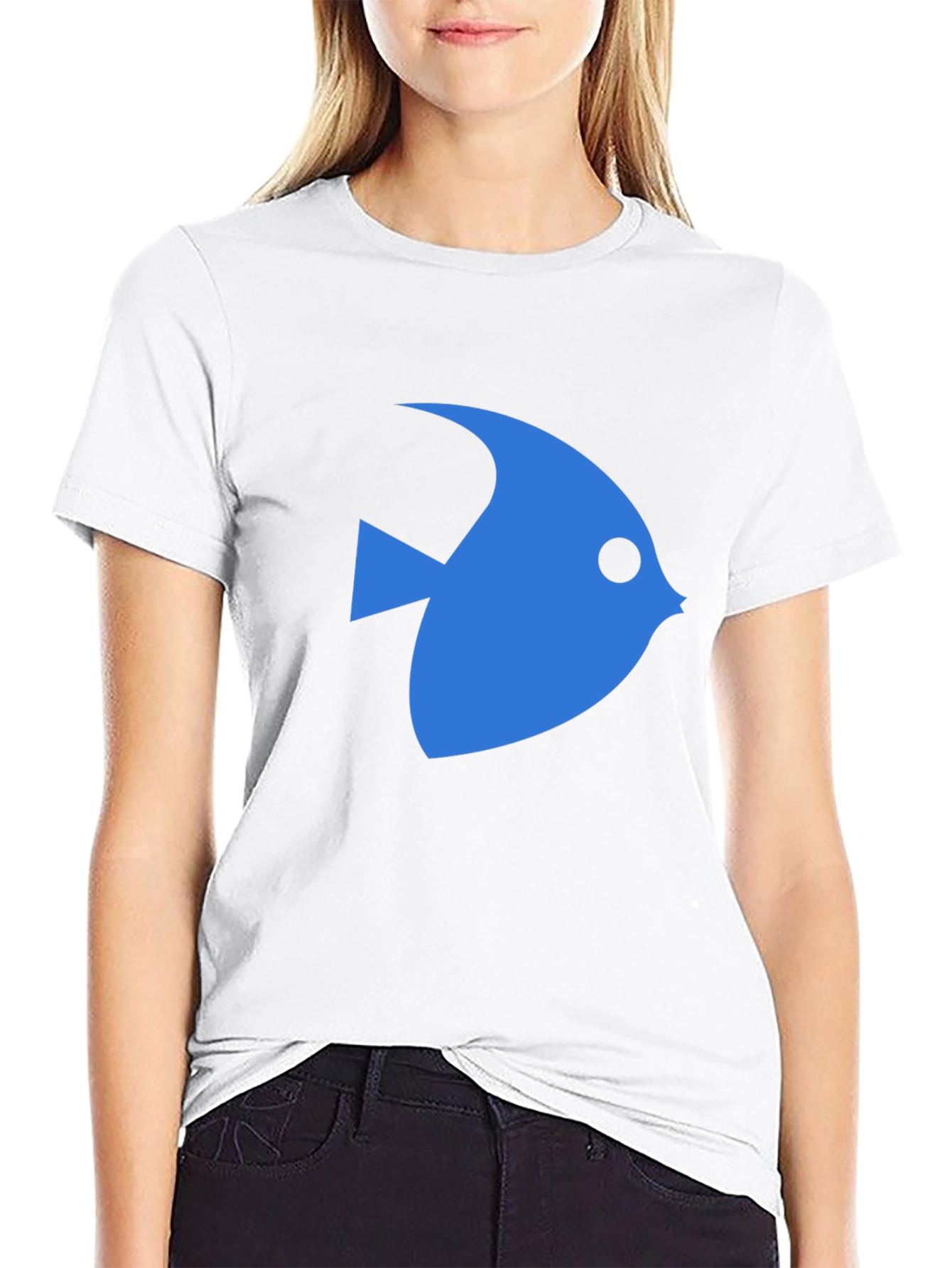 Blue Fish Graphic Black T-Shirt