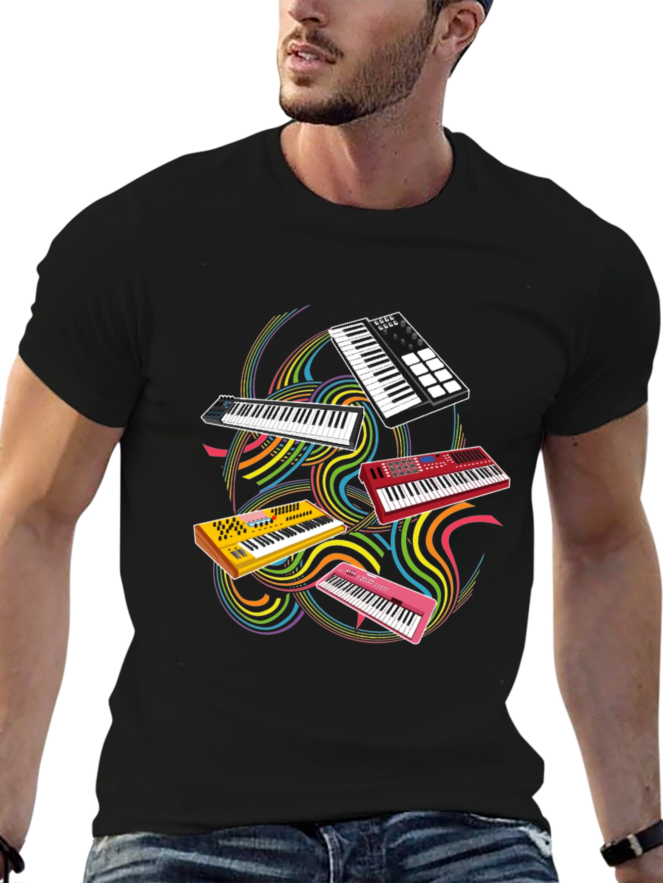 Keyboard Music T-Shirt - Black Cotton Tee