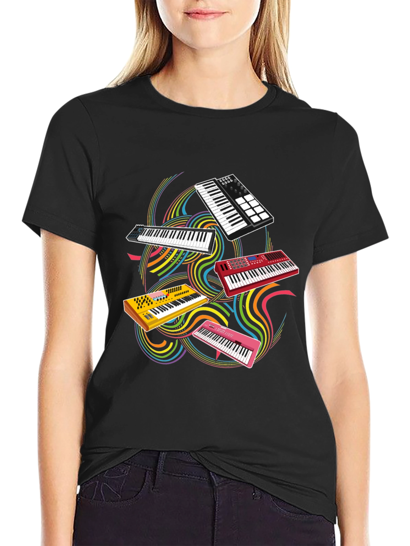 Keyboard Music T-Shirt - Black Cotton Tee