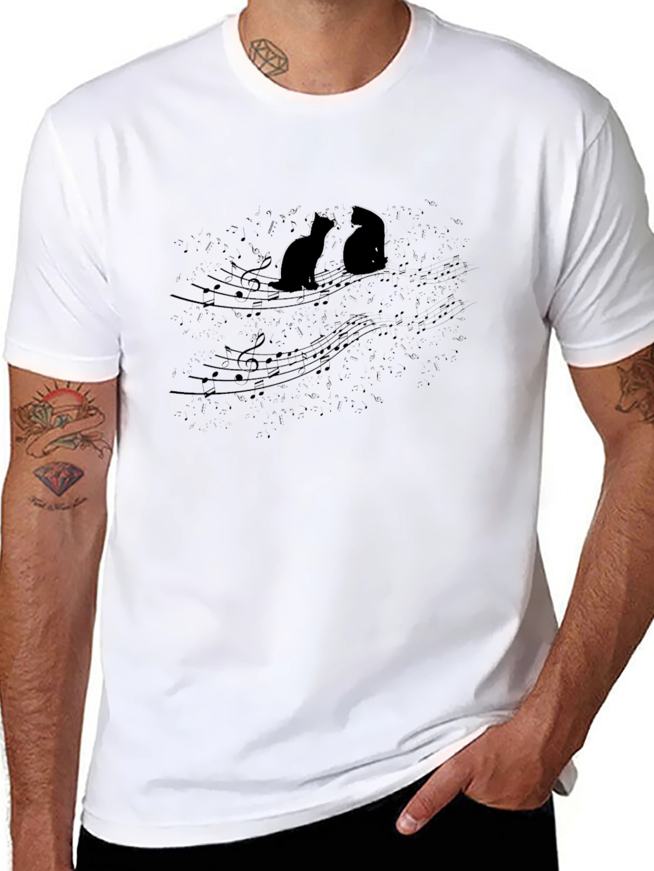 Musical Cats Black T-Shirt