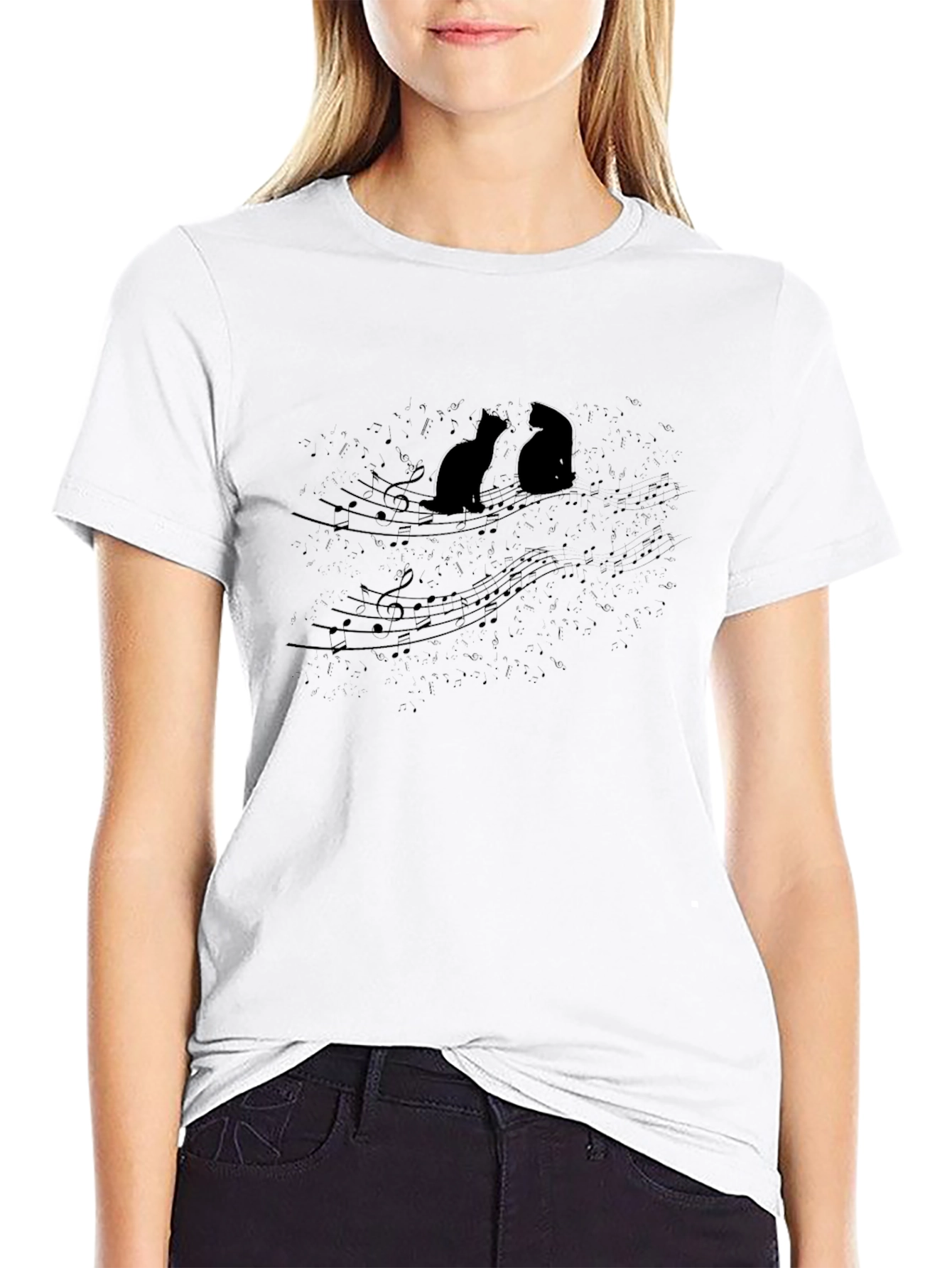 Musical Cats Black T-Shirt