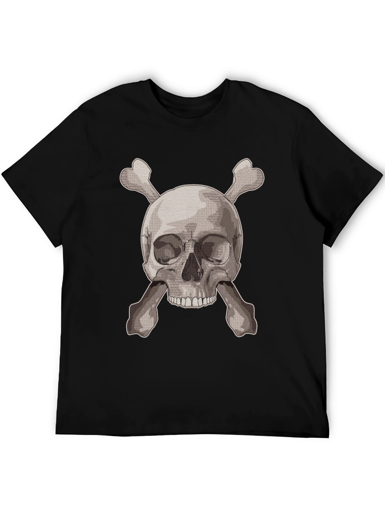 Skull & Crossbones Graphic Tee - Black Cotton Shirt