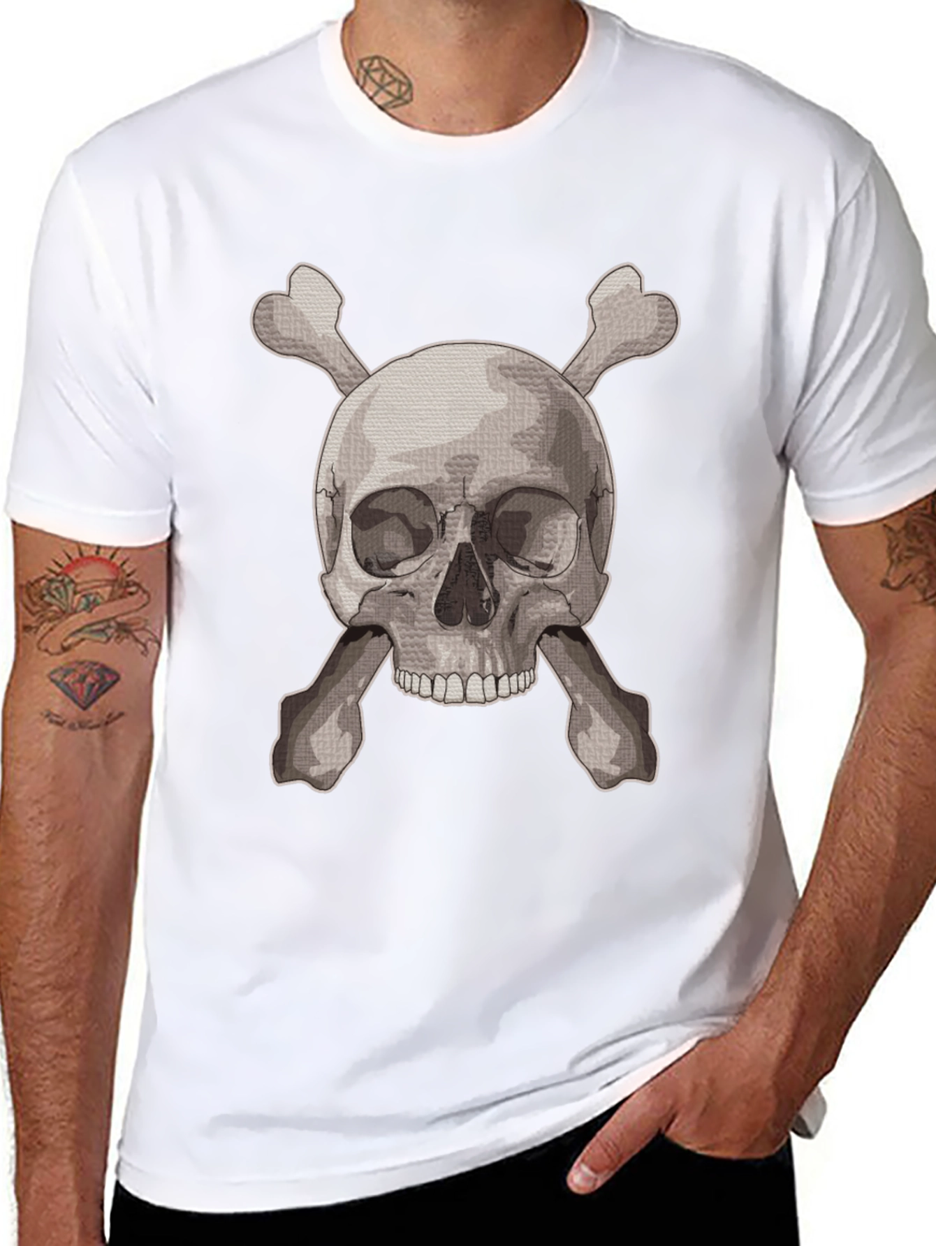 Skull & Crossbones Graphic Tee - Black Cotton Shirt