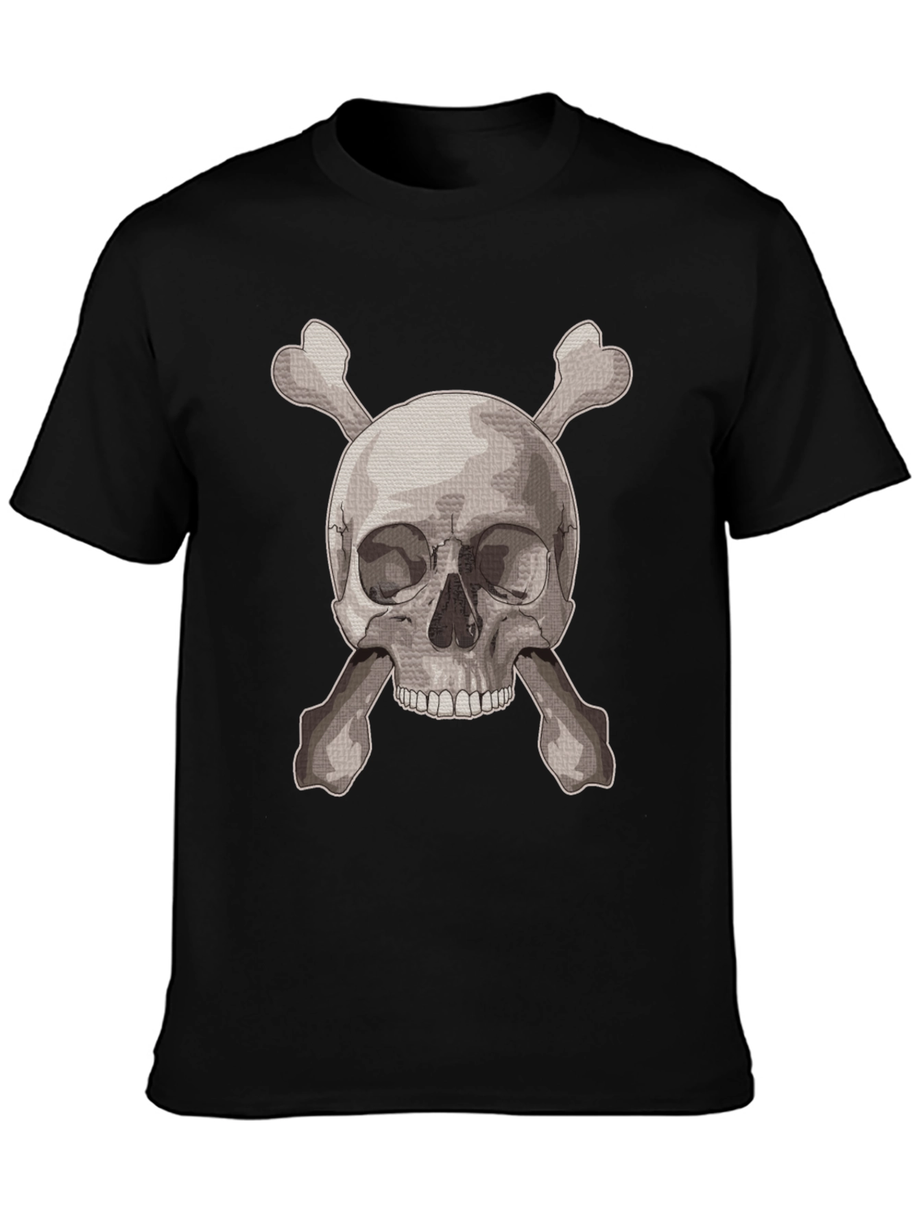 Skull & Crossbones Graphic Tee - Black Cotton Shirt