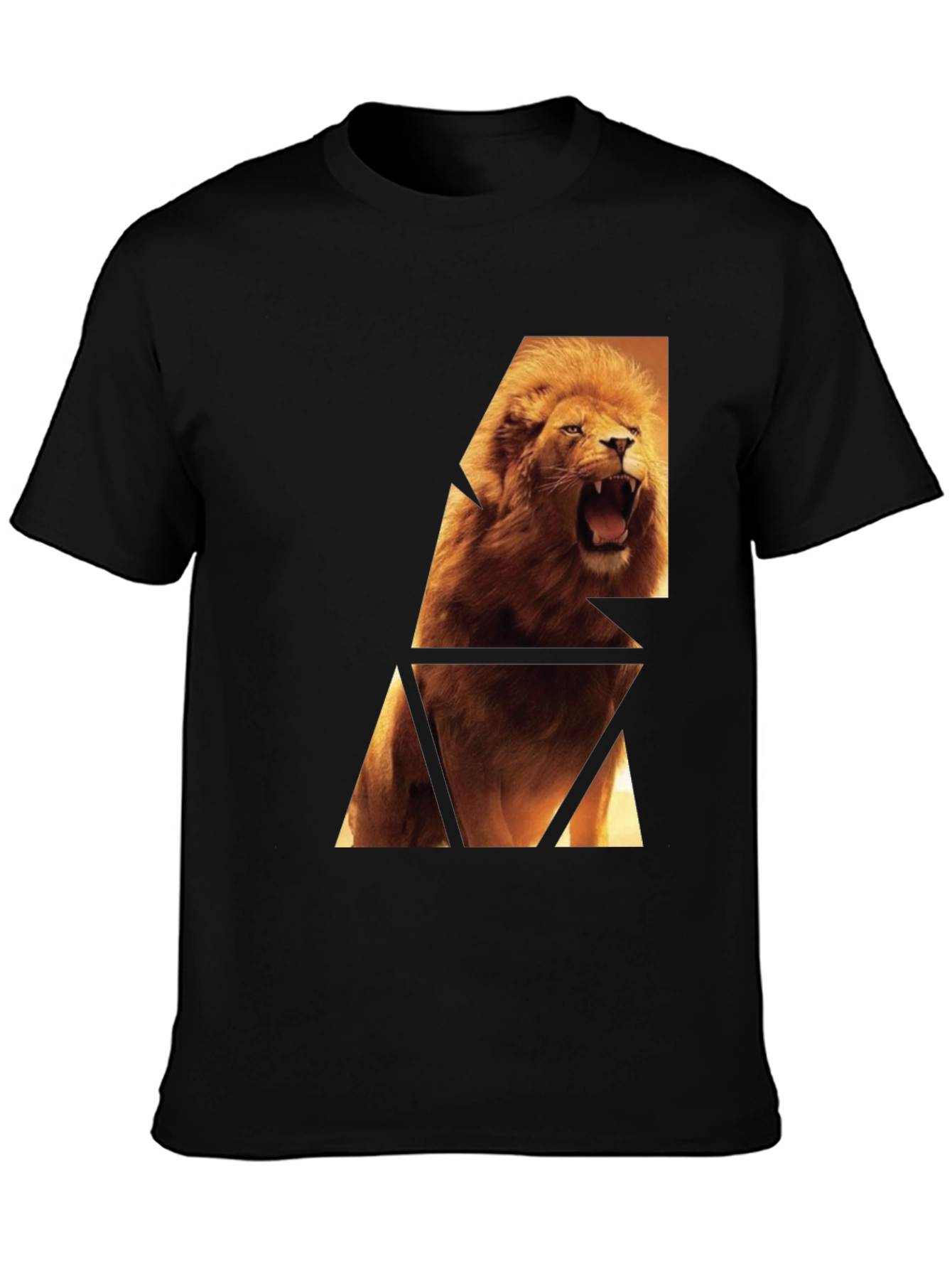 Lion Graphic Print Black T-Shirt