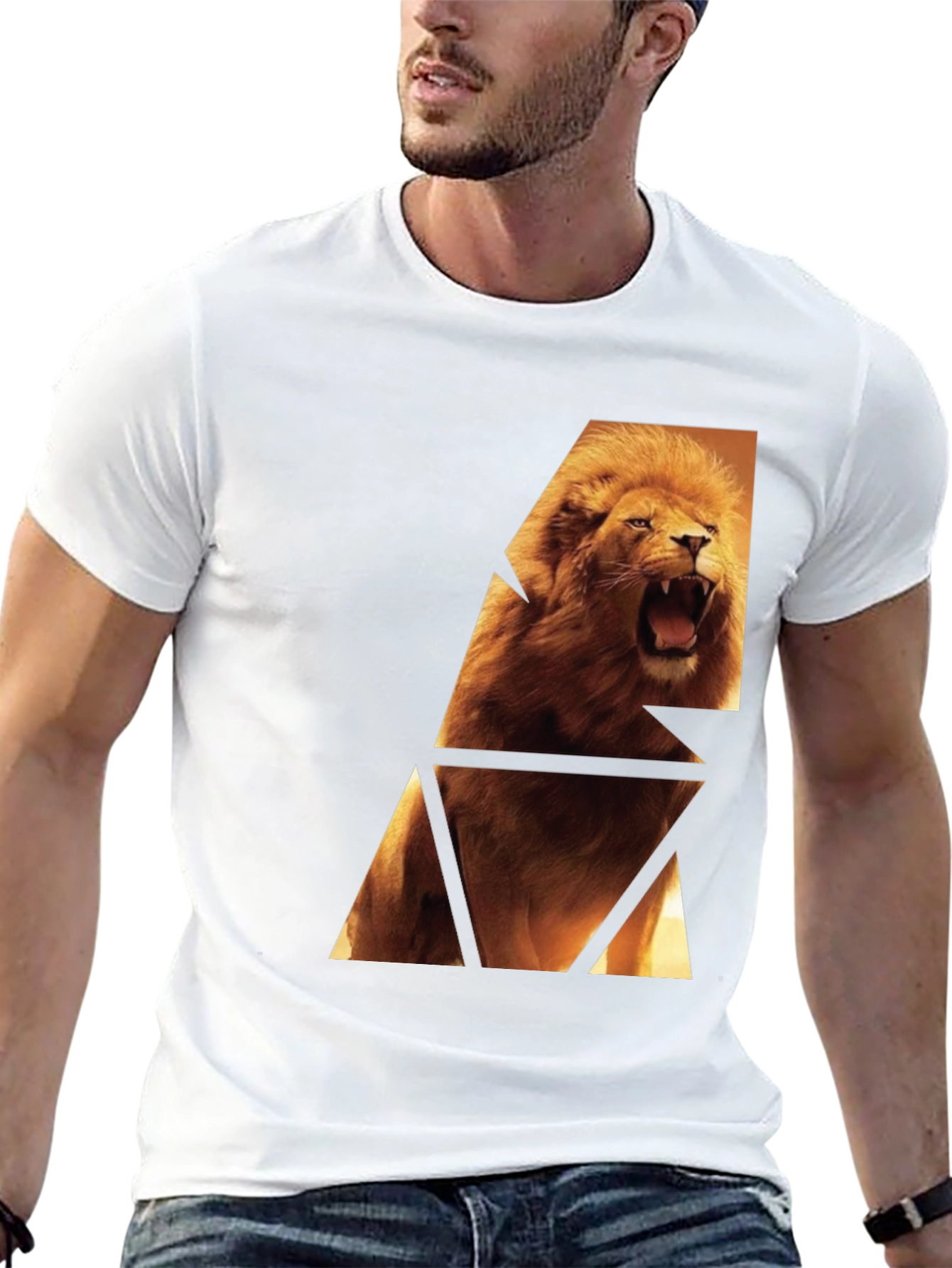 Lion Graphic Print Black T-Shirt