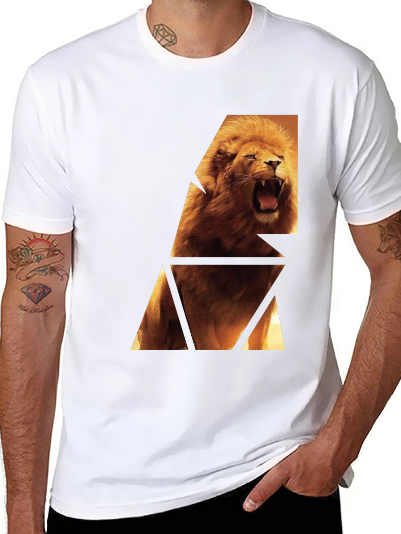 Lion Graphic Print Black T-Shirt