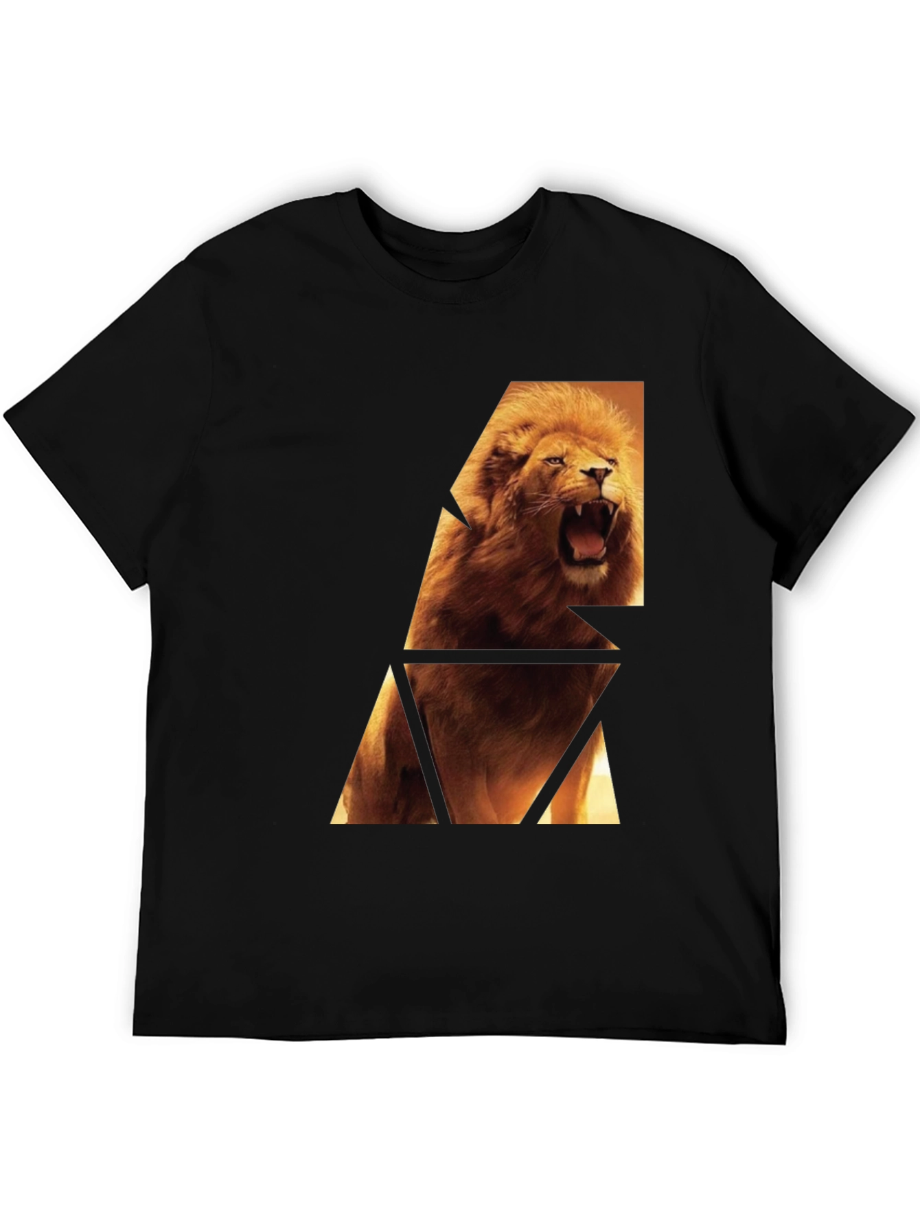 Lion Graphic Print Black T-Shirt