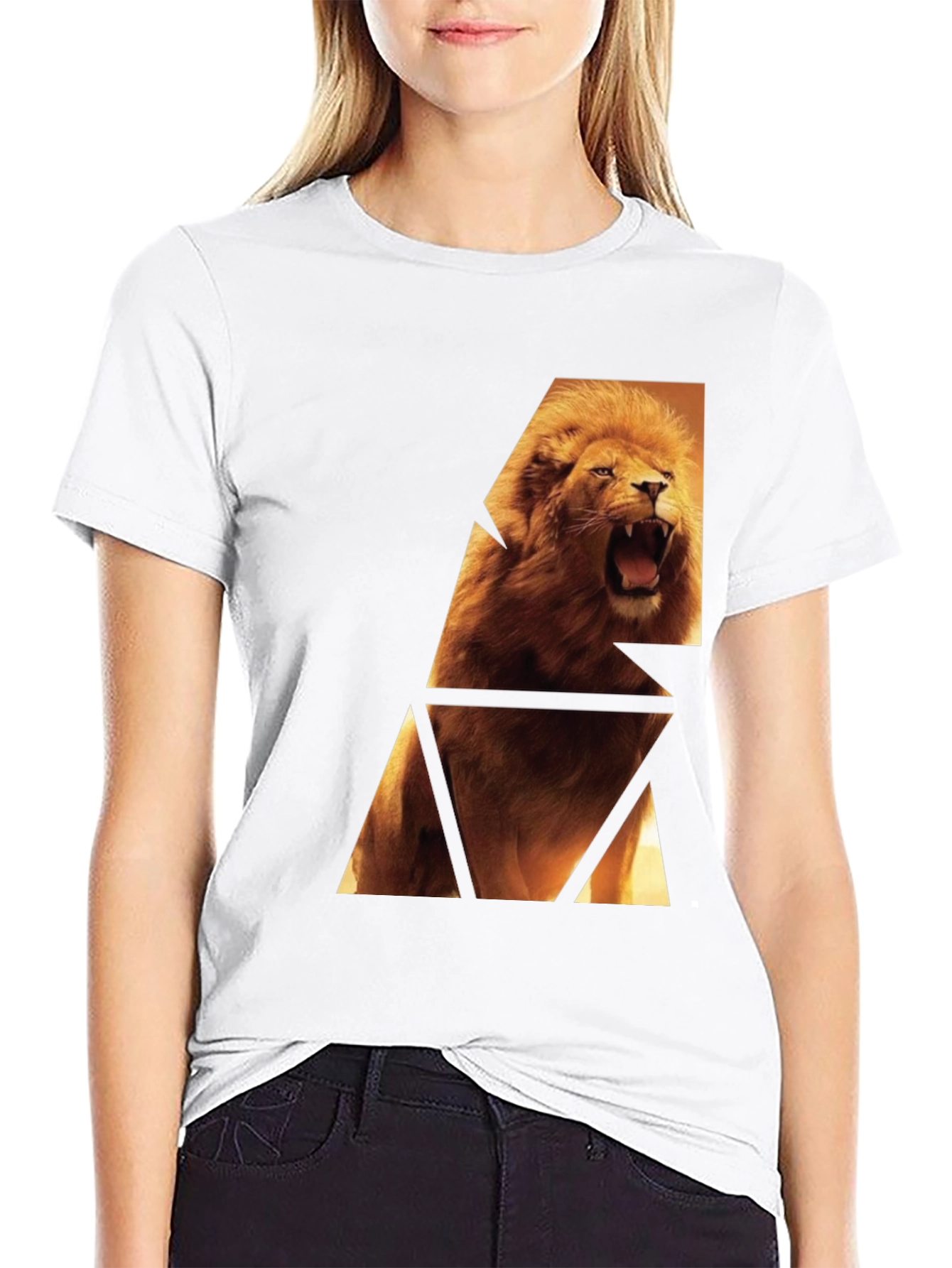 Lion Graphic Print Black T-Shirt