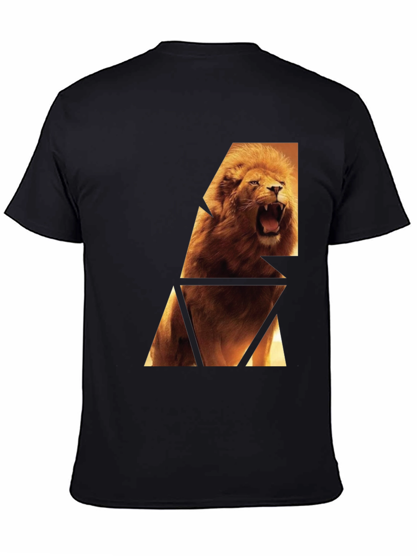 Lion Graphic Print Black T-Shirt
