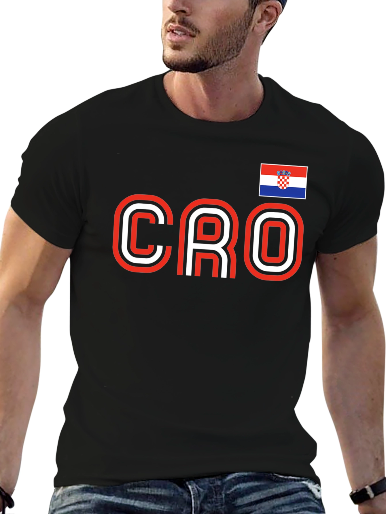 Croatia Pride Black T-Shirt -  Soccer Fan Apparel