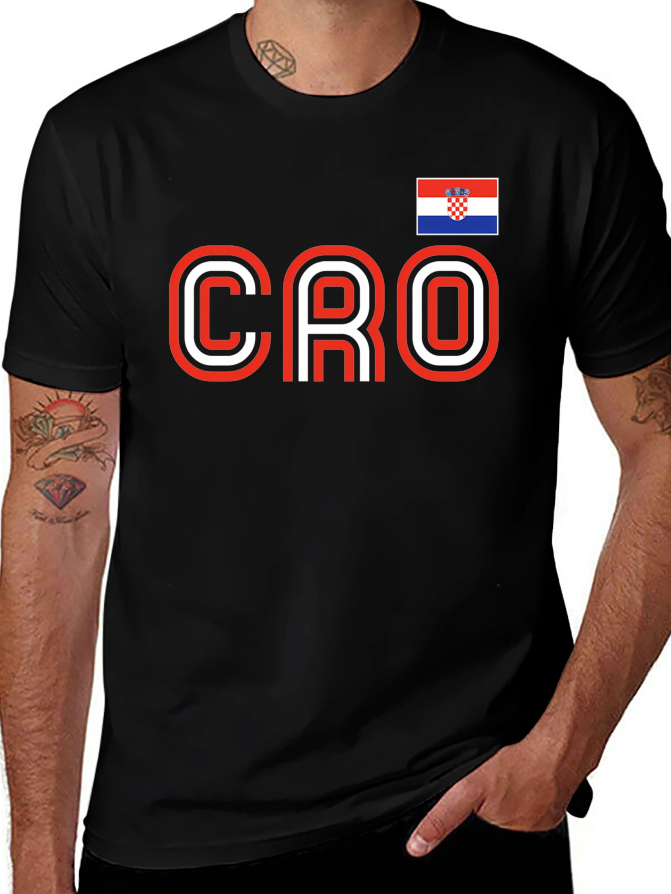 Croatia Pride Black T-Shirt -  Soccer Fan Apparel
