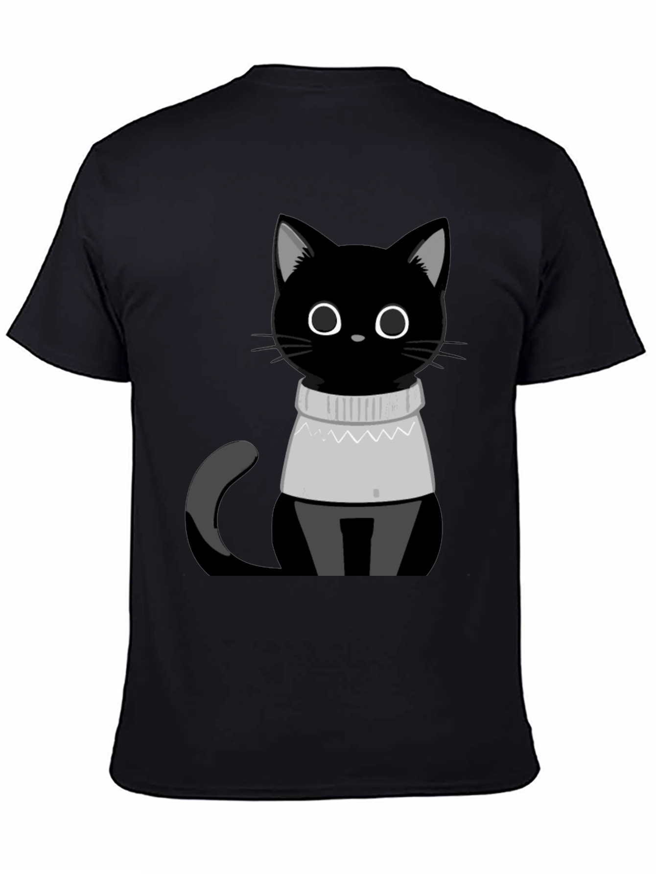 Black Cat in Sweater T-Shirt - Cute Graphic Tee