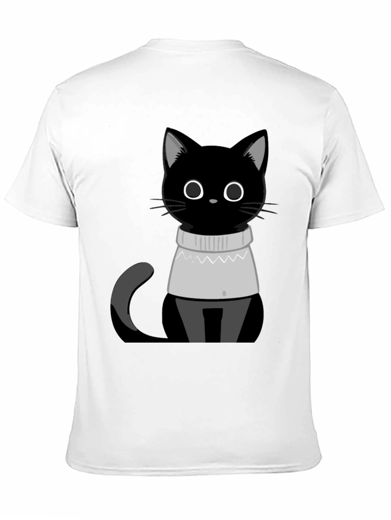Black Cat in Sweater T-Shirt - Cute Graphic Tee