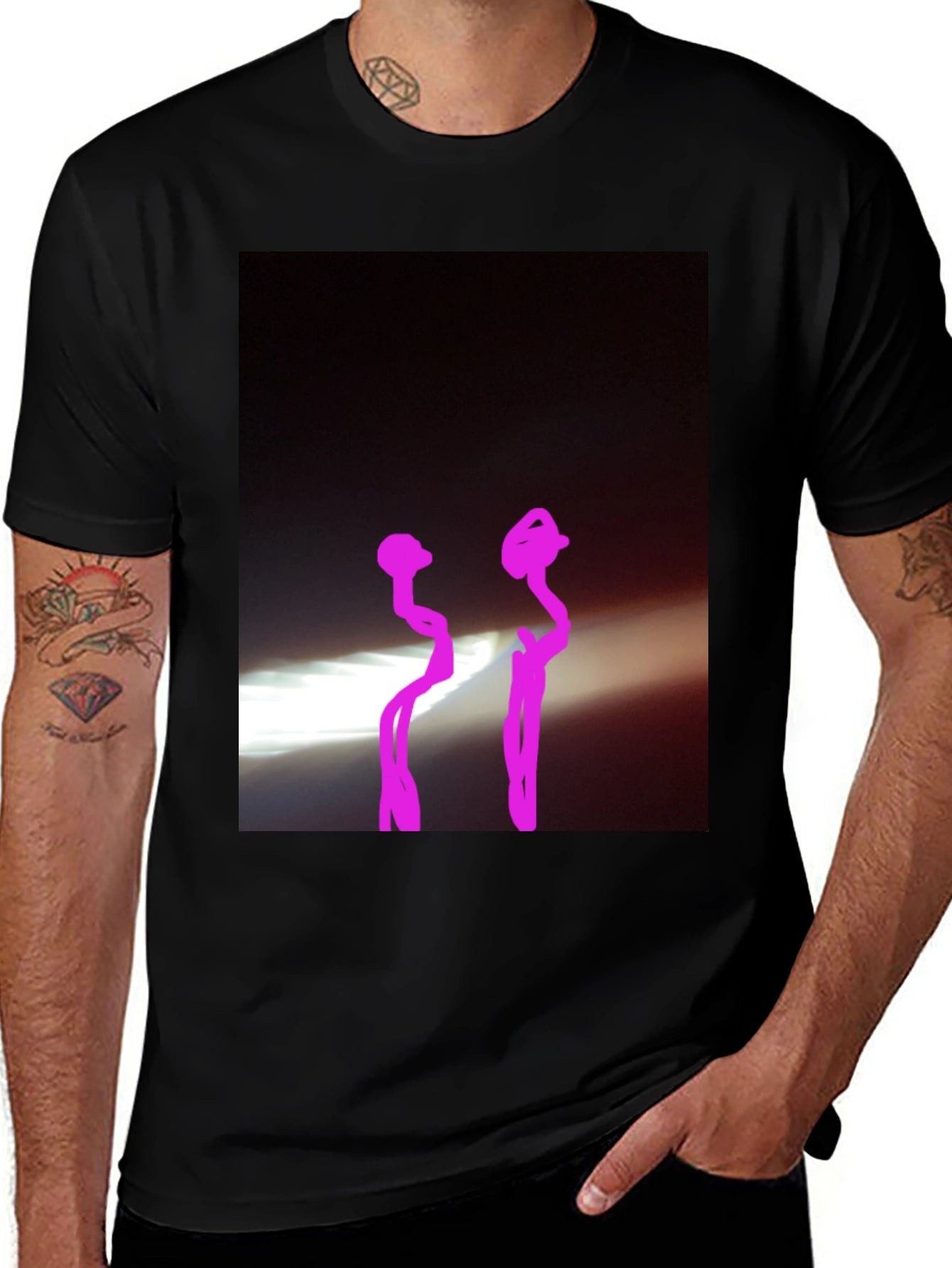 Black Graphic Tee with Abstract Design