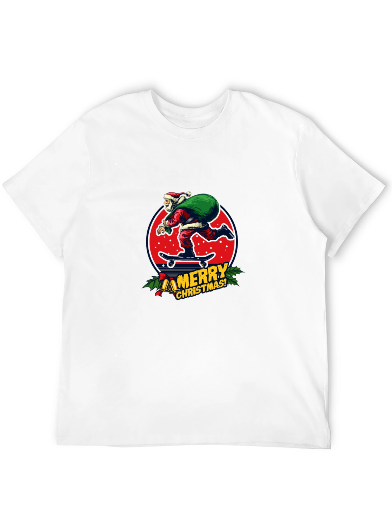 Skateboarding Santa T-Shirt - Merry Christmas Holiday Tee