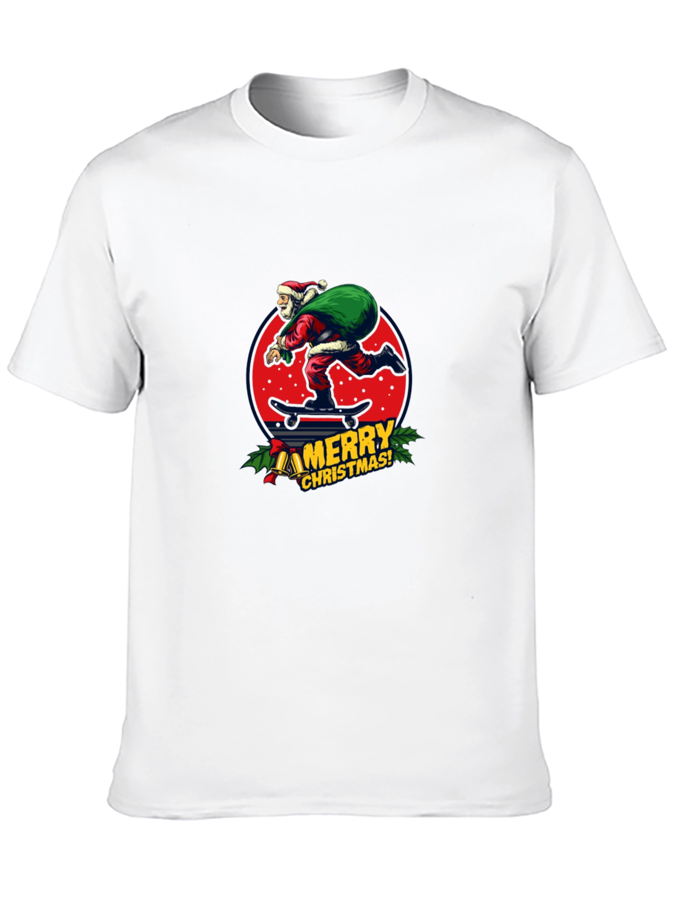 Skateboarding Santa T-Shirt - Merry Christmas Holiday Tee