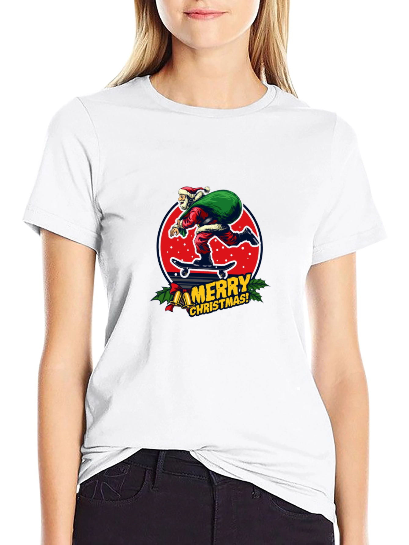 Skateboarding Santa T-Shirt - Merry Christmas Holiday Tee