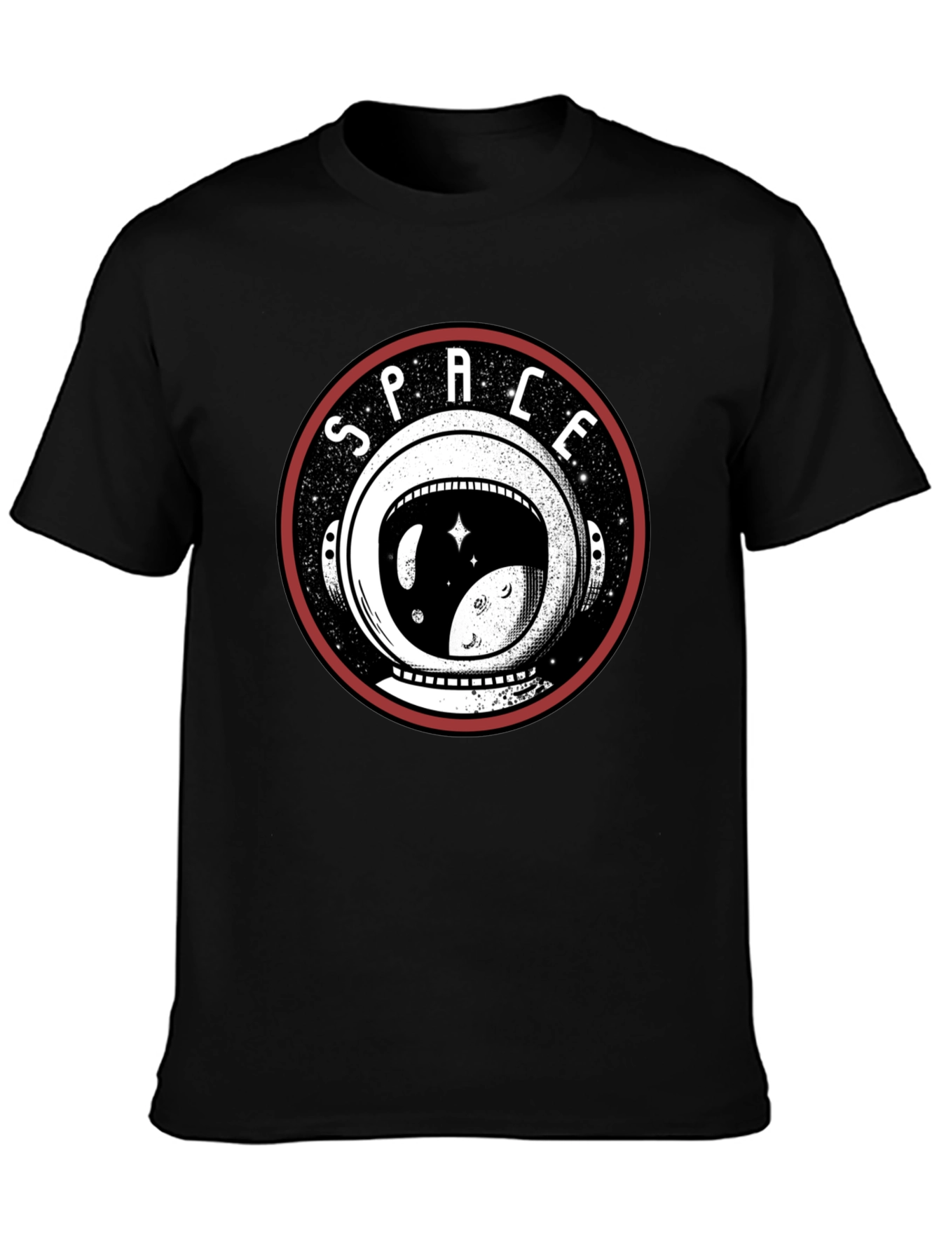 Space Helmet Graphic T-Shirt - Black Cotton Tee