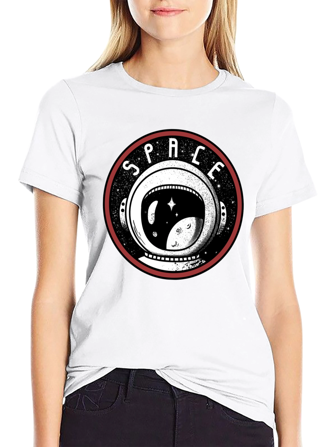 Space Helmet Graphic T-Shirt - Black Cotton Tee