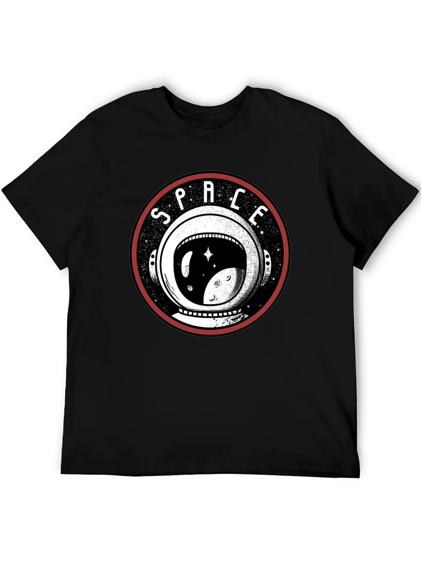 Space Helmet Graphic T-Shirt - Black Cotton Tee