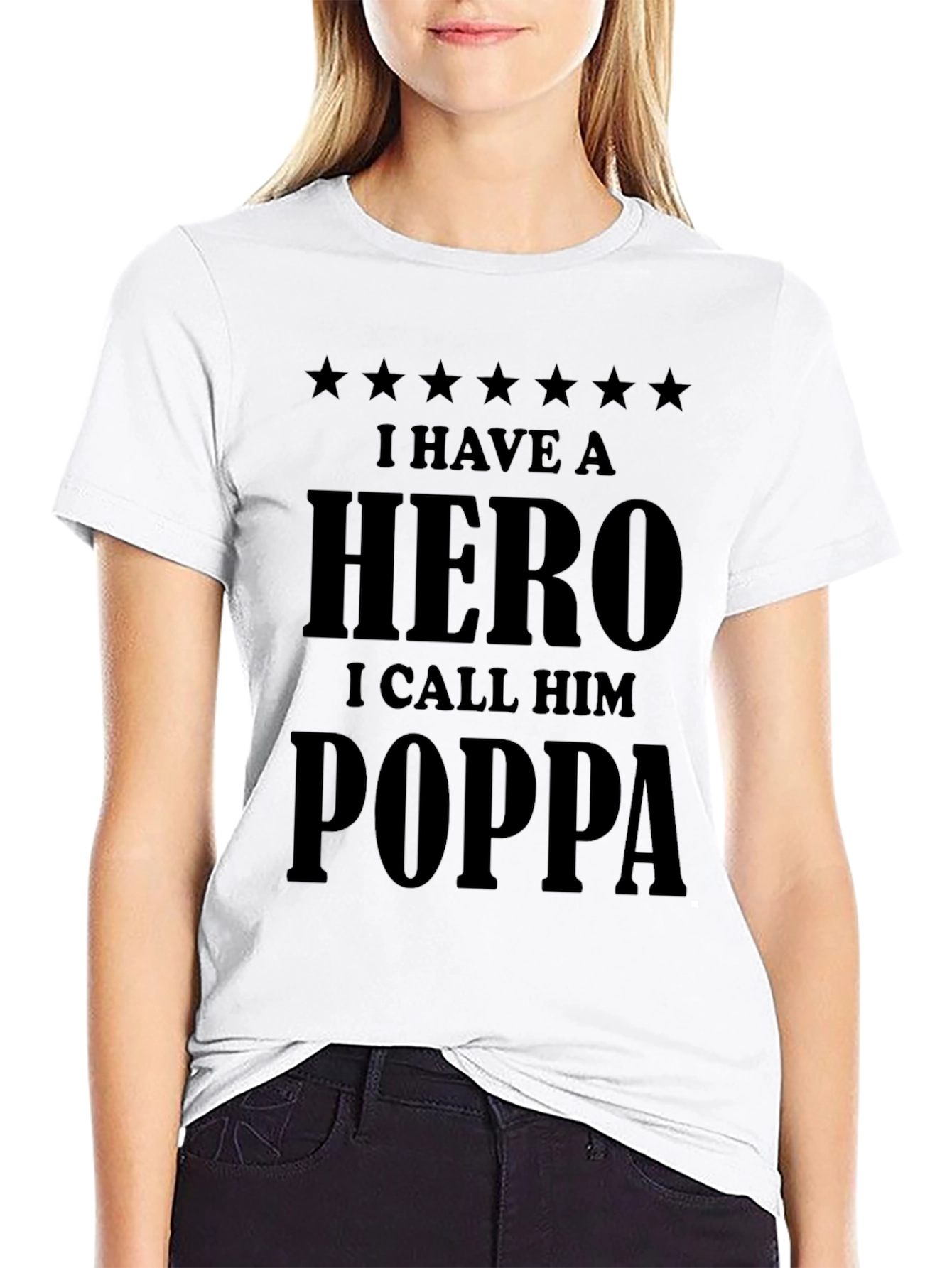 Hero Poppa T-Shirt - Mens Black Crew Neck Tee