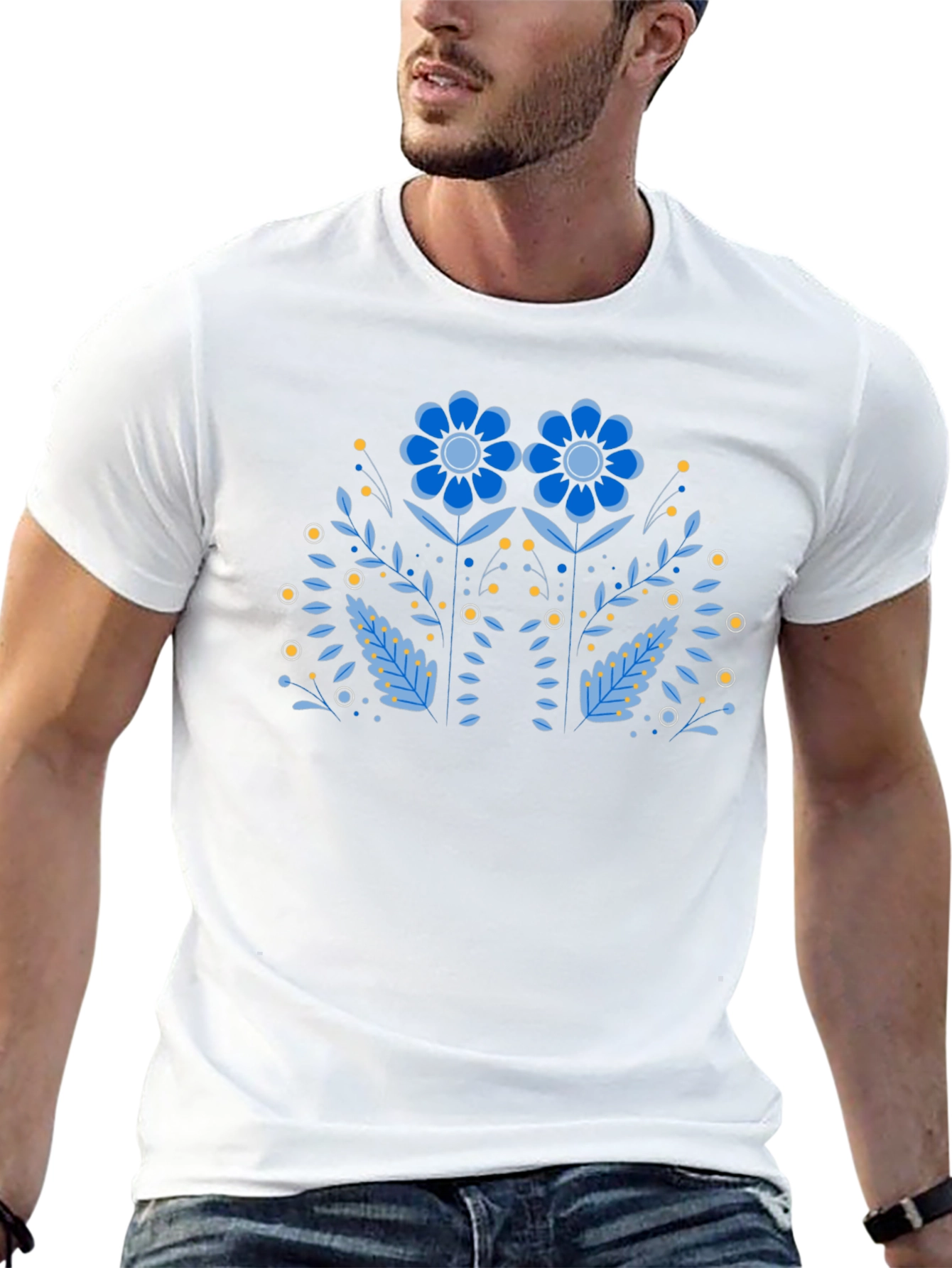 Floral Graphic Print Black T-Shirt