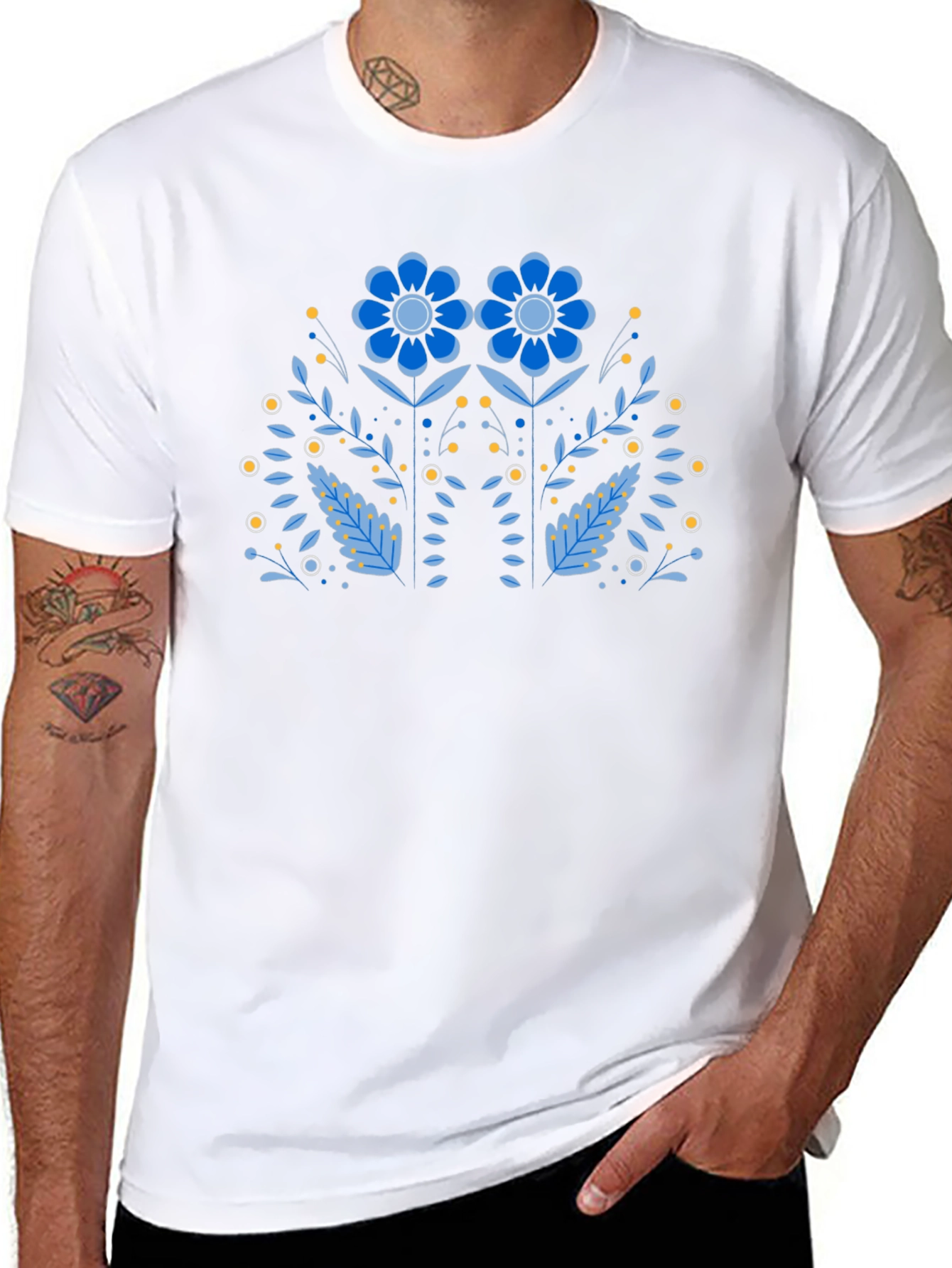 Floral Graphic Print Black T-Shirt