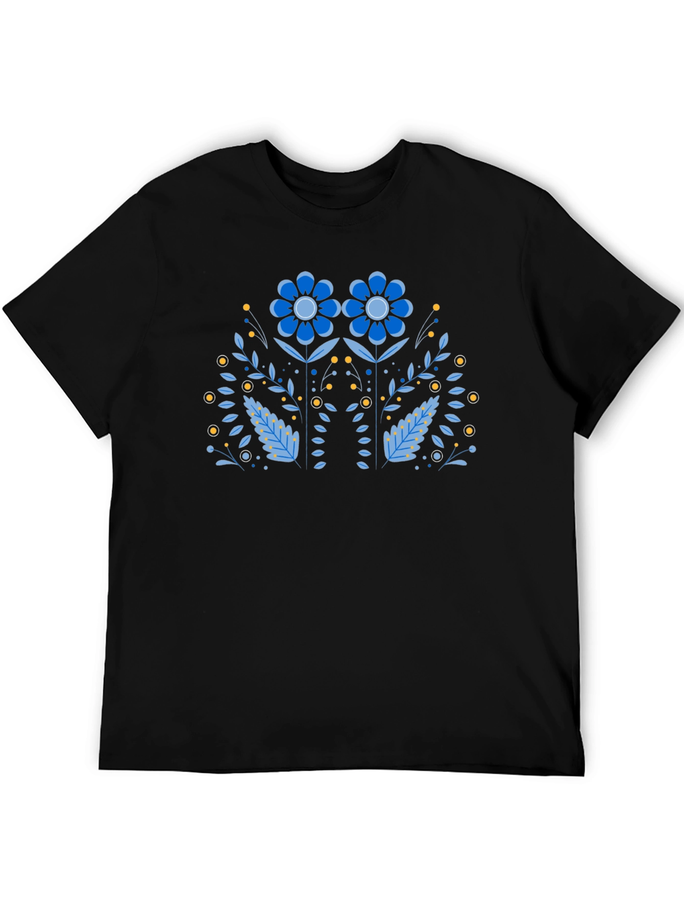 Floral Graphic Print Black T-Shirt