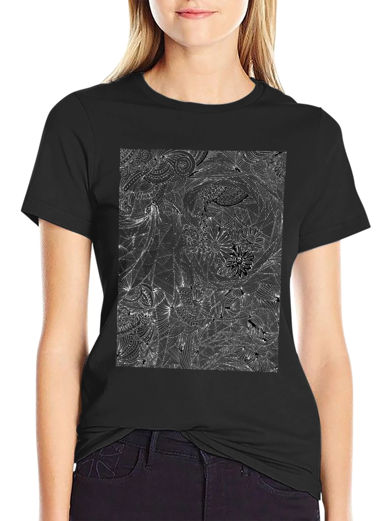 Abstract Graphic Print Crew Neck T-Shirt