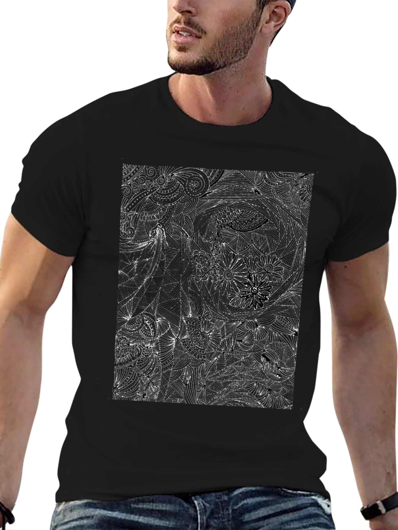 Abstract Graphic Print Crew Neck T-Shirt