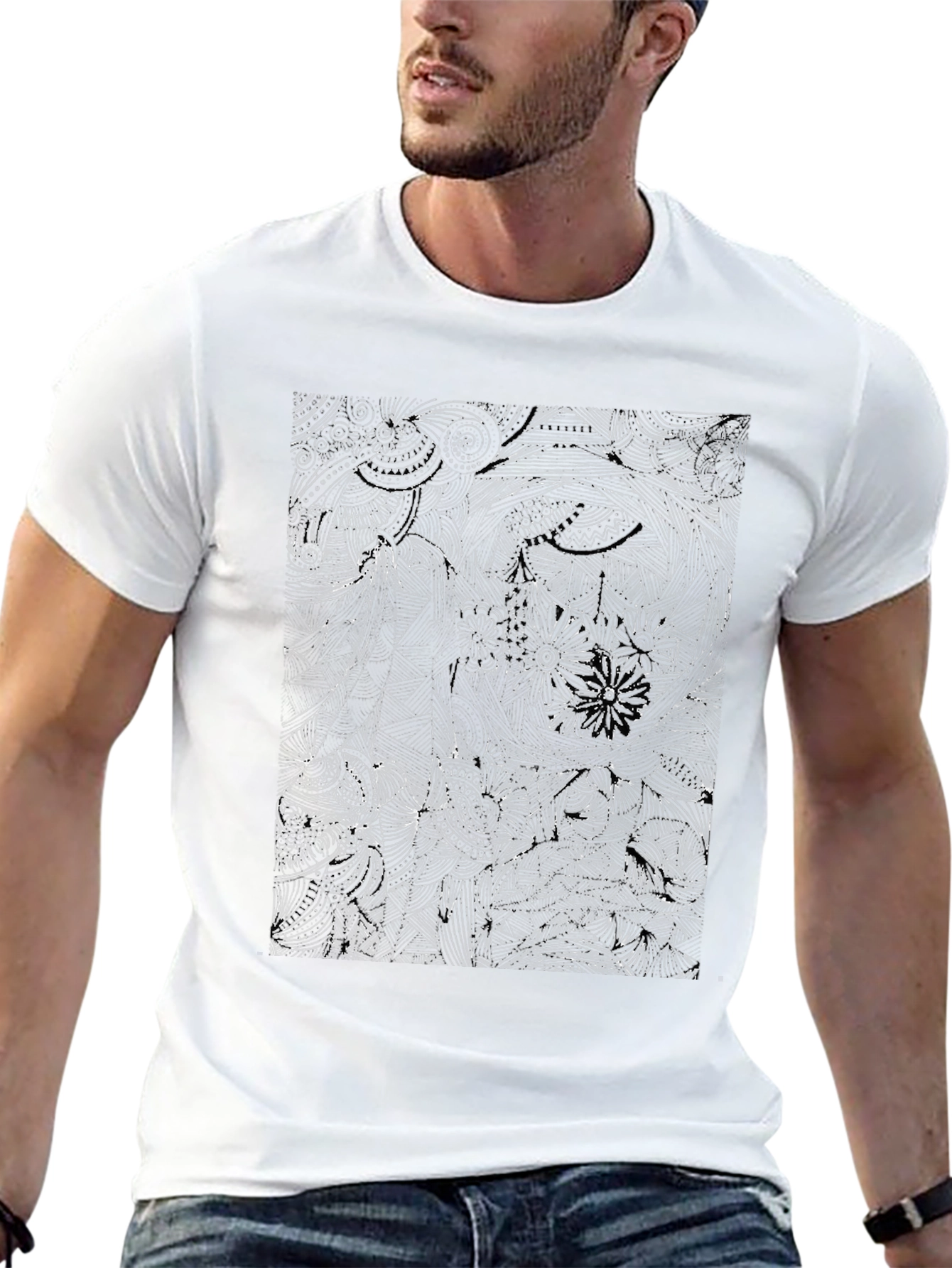 Abstract Graphic Print Crew Neck T-Shirt